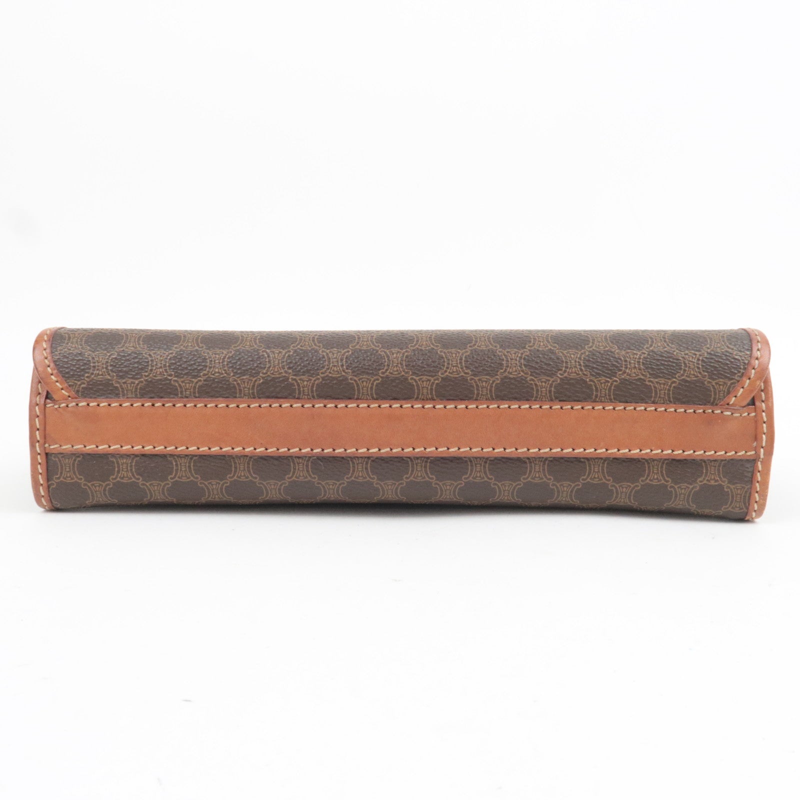 CELINE Macadam PVC Leather Clutch Bag Brown