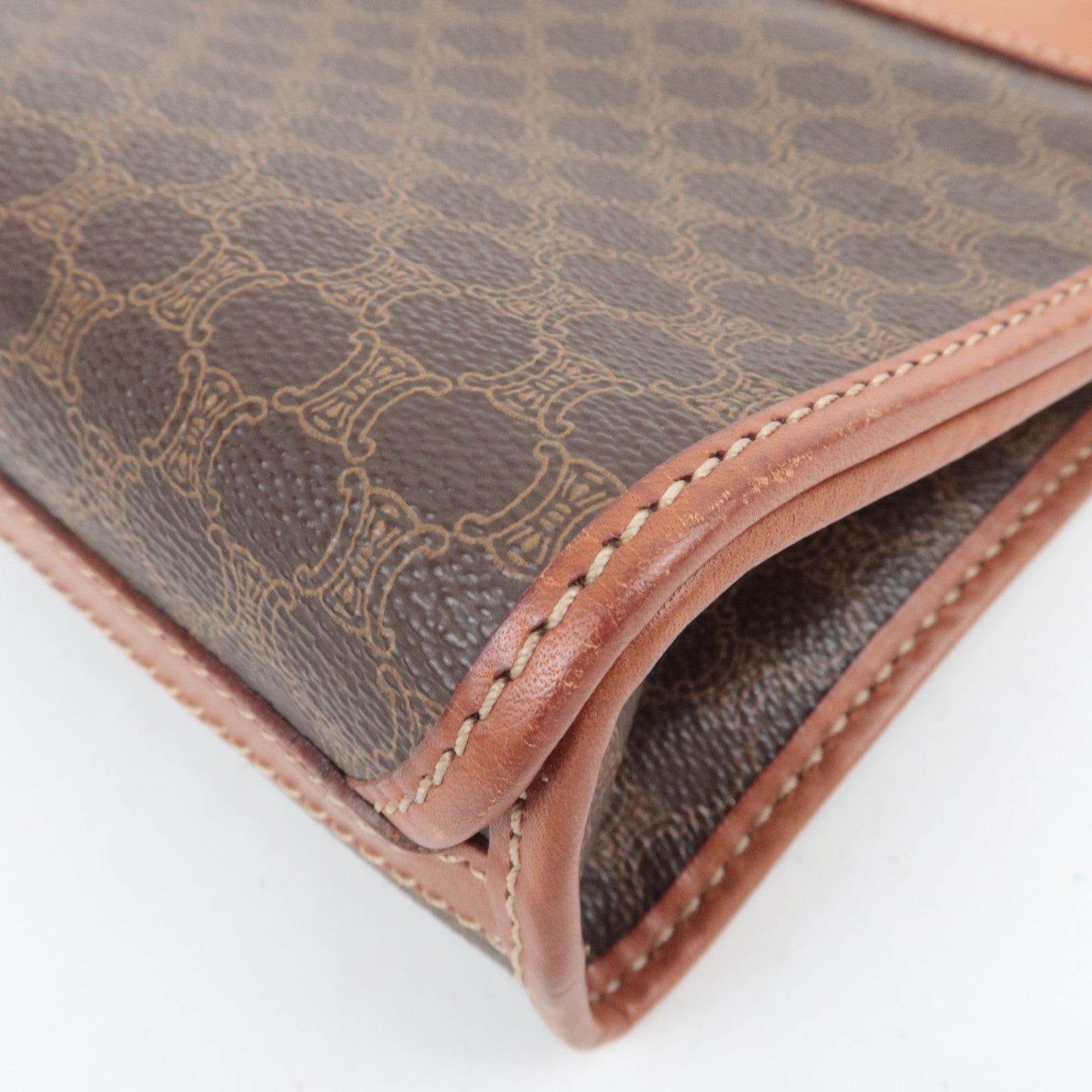 CELINE Macadam PVC Leather Clutch Bag Brown