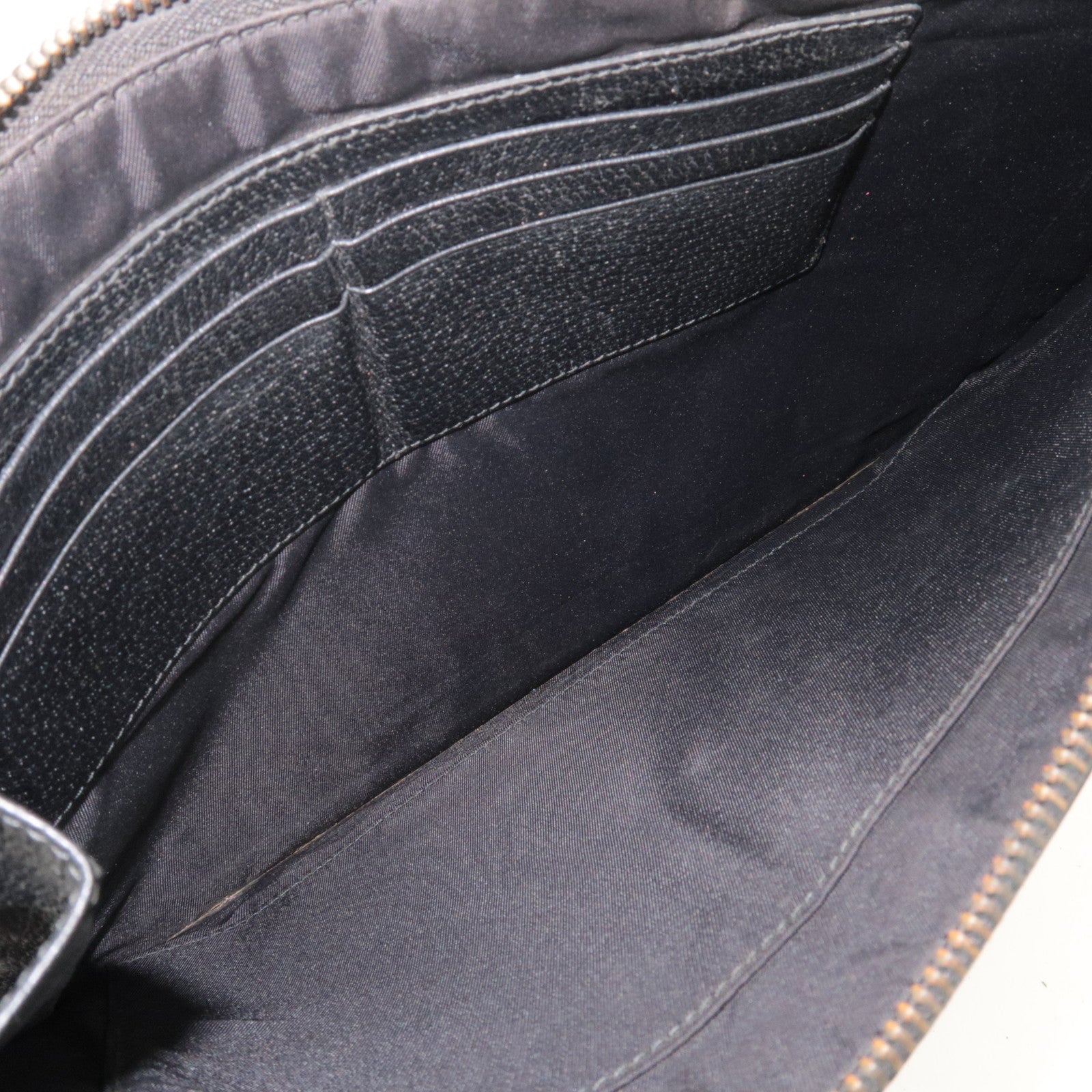 GUCCI Sherry Leather Clutch Bag Black 428758