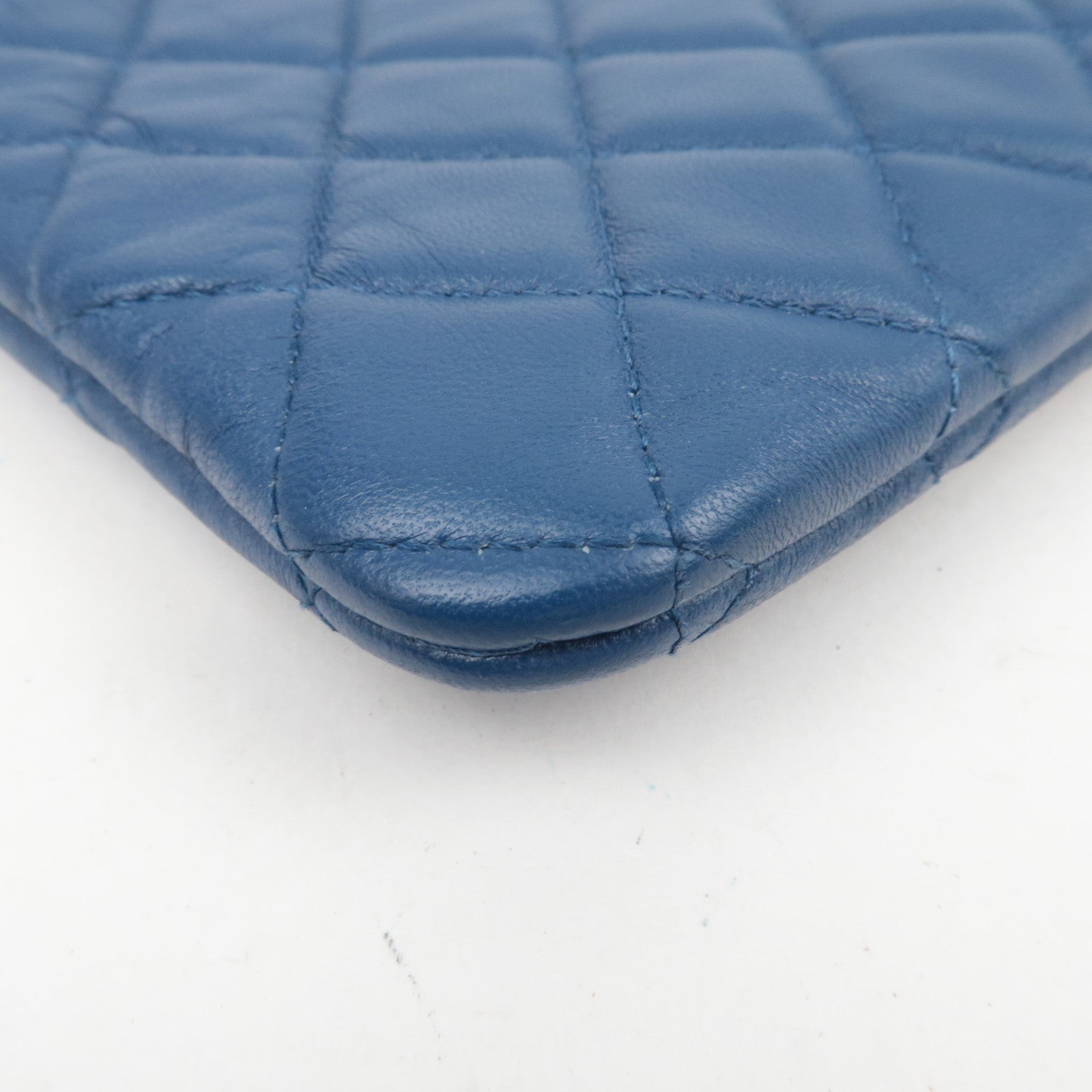 CHANEL Boy Chanel Lambskin Clutch Bag Blue Gold HDW