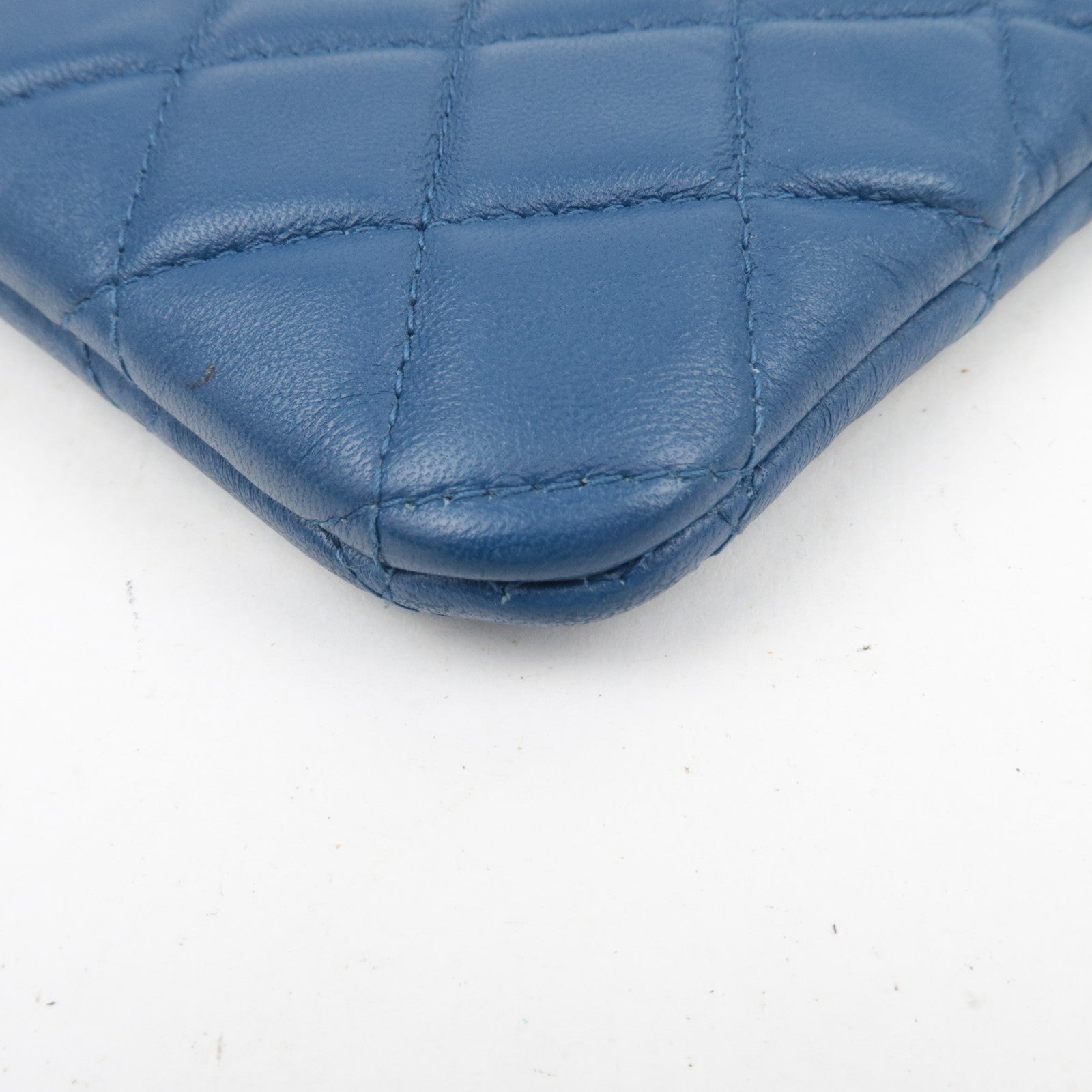 CHANEL Boy Chanel Lambskin Clutch Bag Blue Gold HDW