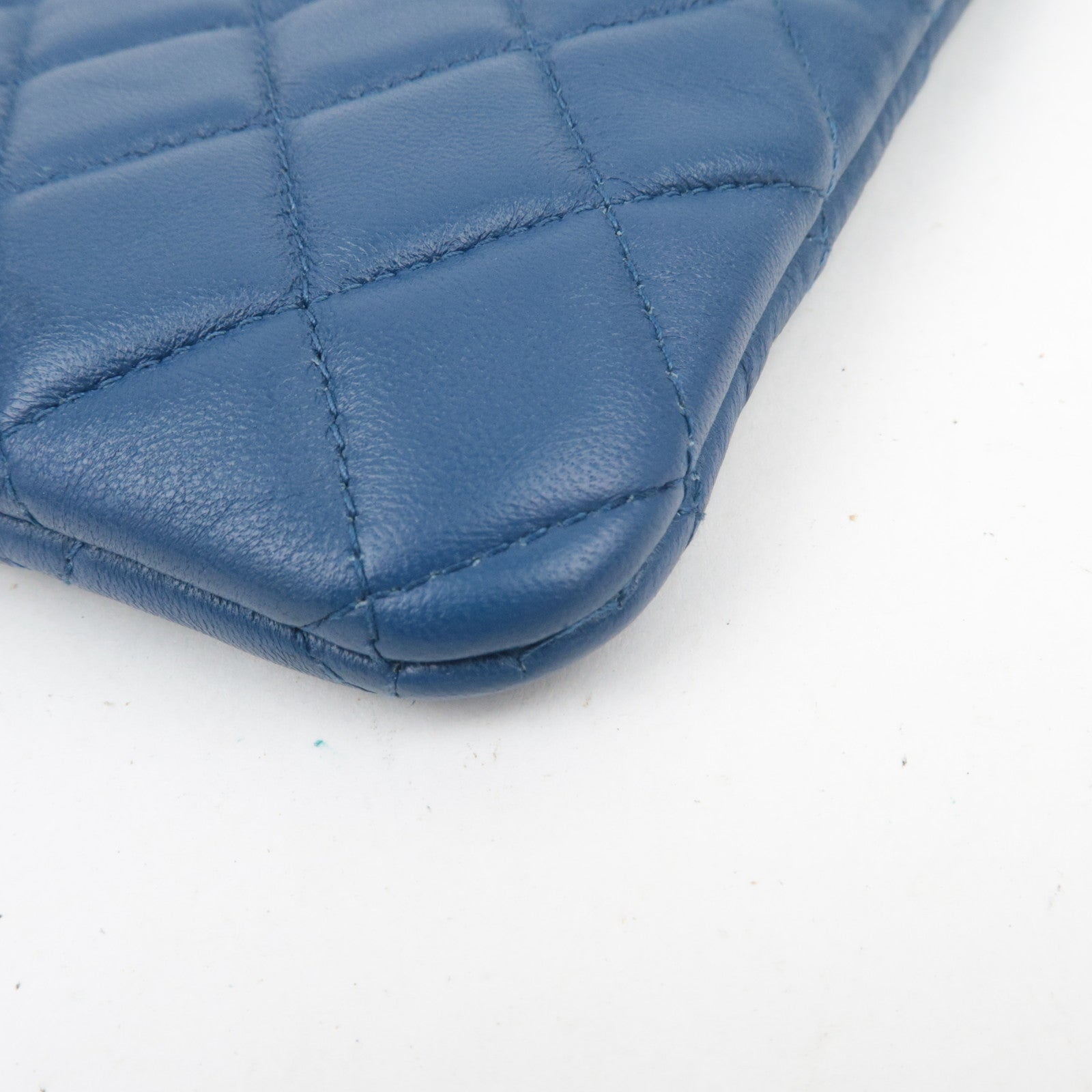 CHANEL Boy Chanel Lambskin Clutch Bag Blue Gold HDW