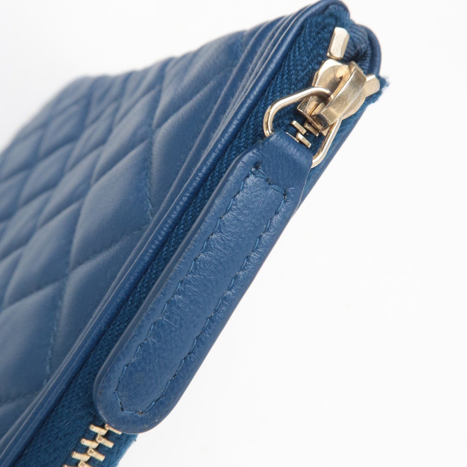 CHANEL Boy Chanel Lambskin Clutch Bag Blue Gold HDW