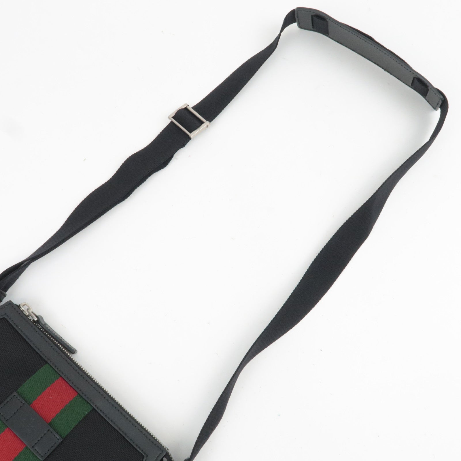 GUCCI Sherry Nylon Canvas Shoulder Bag Black 631195