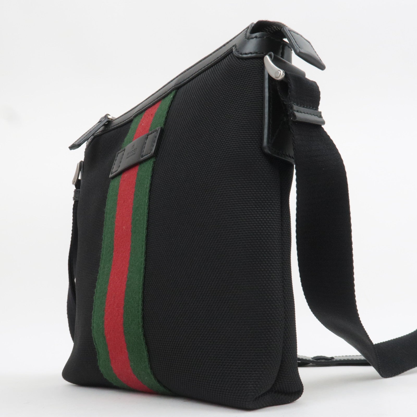 GUCCI Sherry Nylon Canvas Shoulder Bag Black 631195