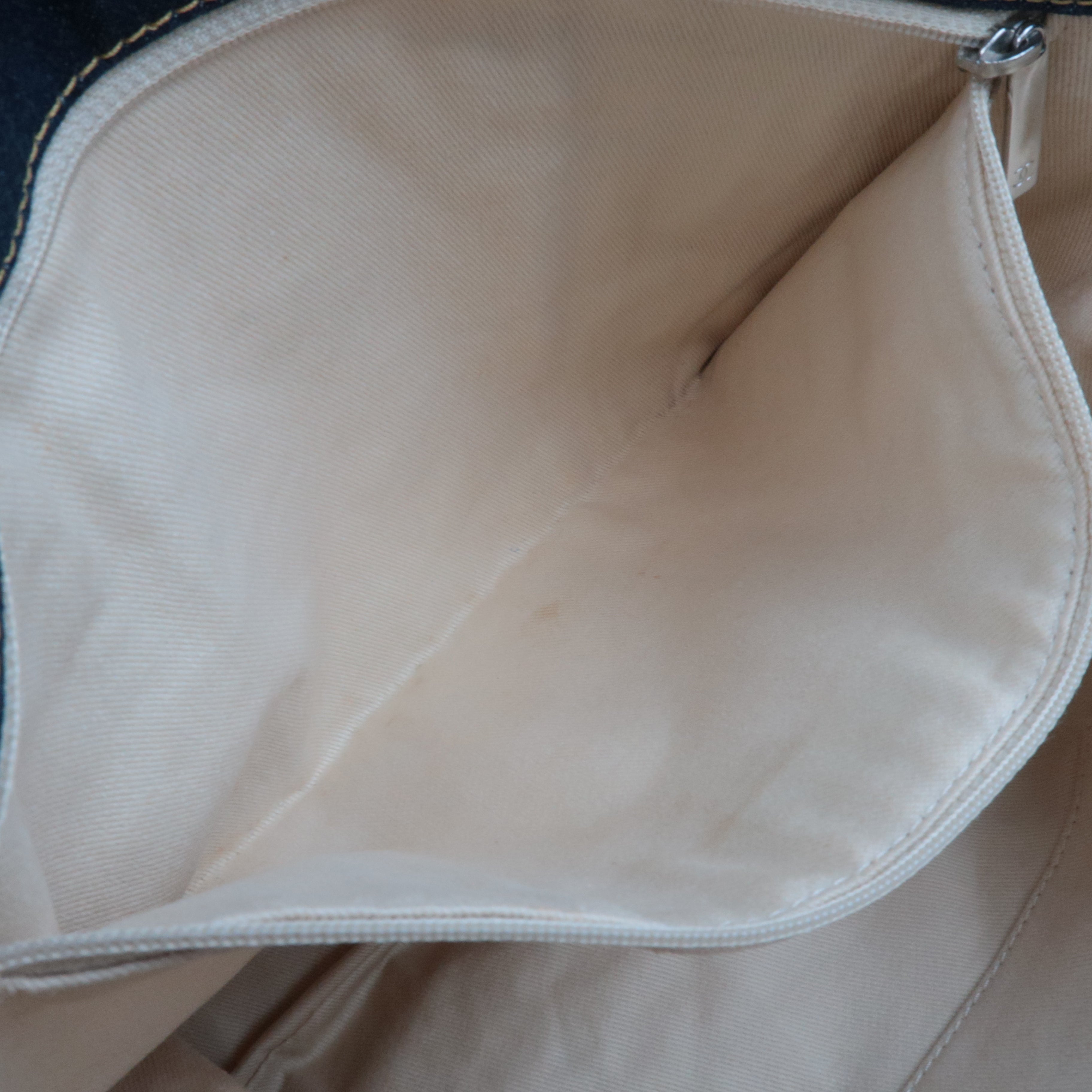 CHANEL Coco Mark Denim Chain Tote Bag Blue