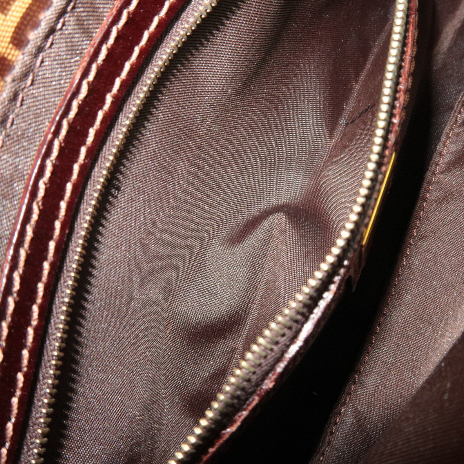 FENDI Zucchino Mamma Baguette Vinyl Leather Shoulder Bag Brown 26424