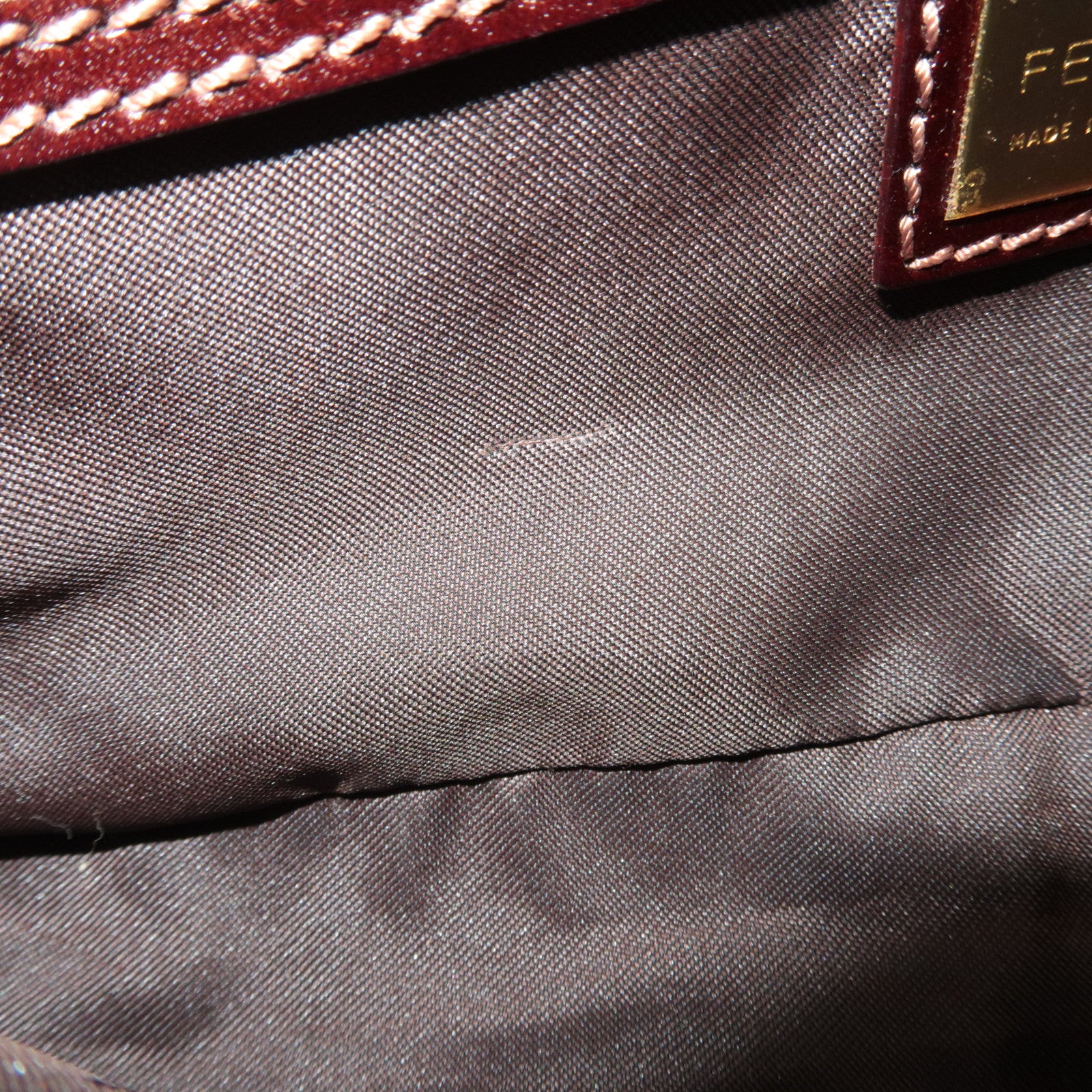 FENDI Zucchino Mamma Baguette Vinyl Leather Shoulder Bag Brown 26424