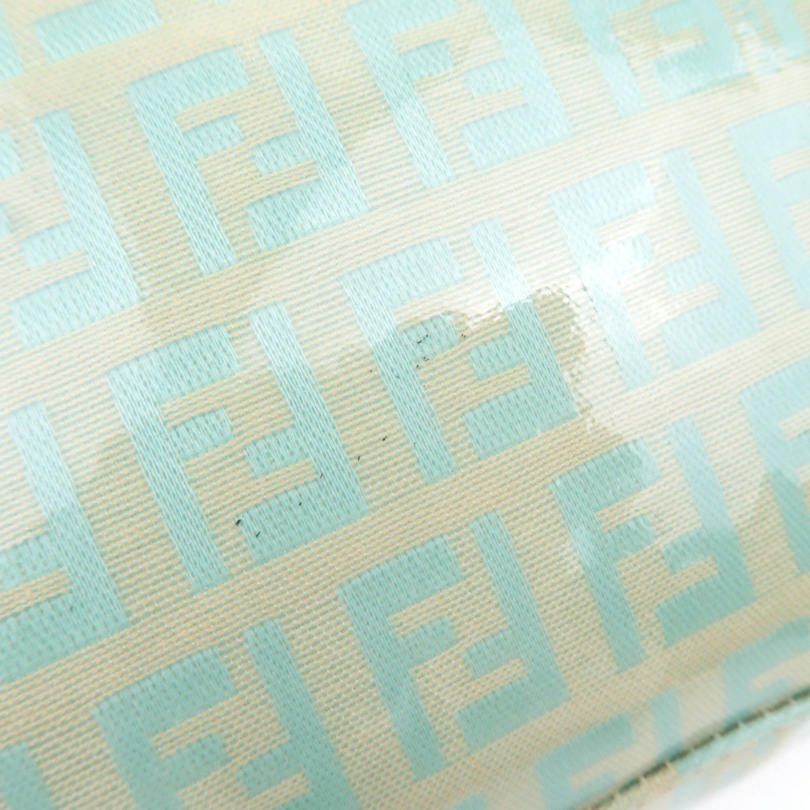 FENDI Zucchino Mamma Baguette Vinyl Shoulder Bag Light Blue 26424