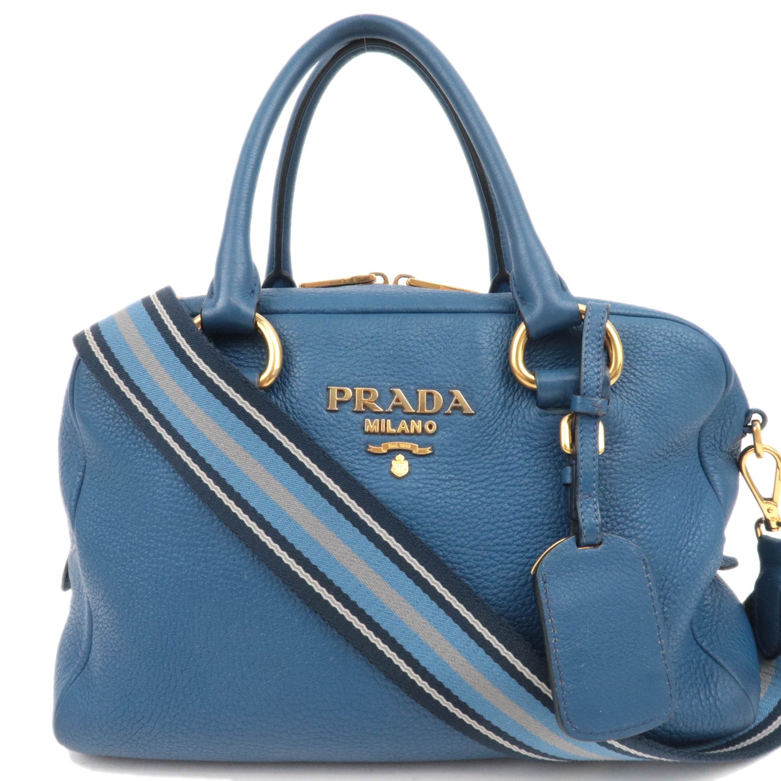 PRADA 2Way Leather Handbag Blue88416