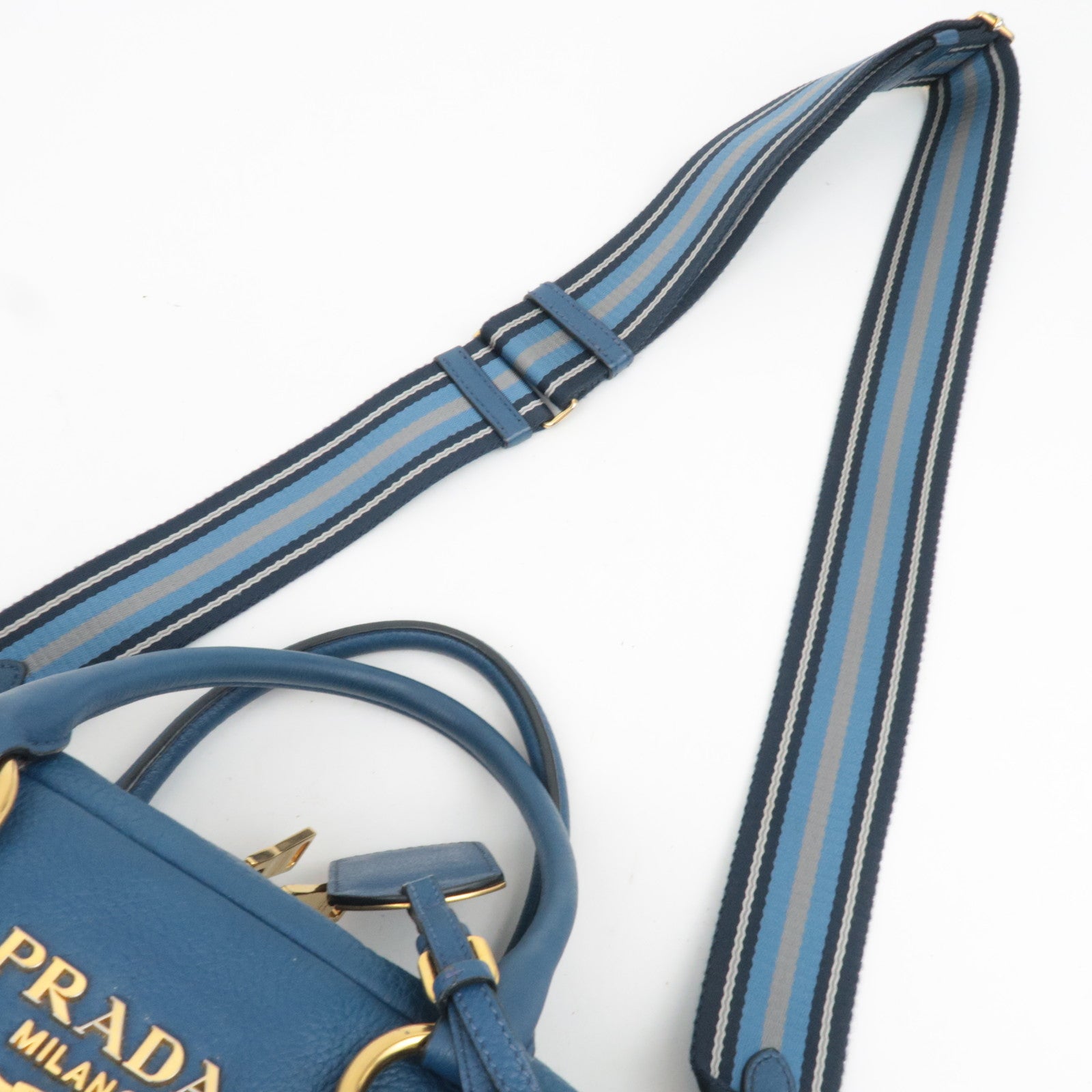 PRADA 2Way Leather Handbag Blue