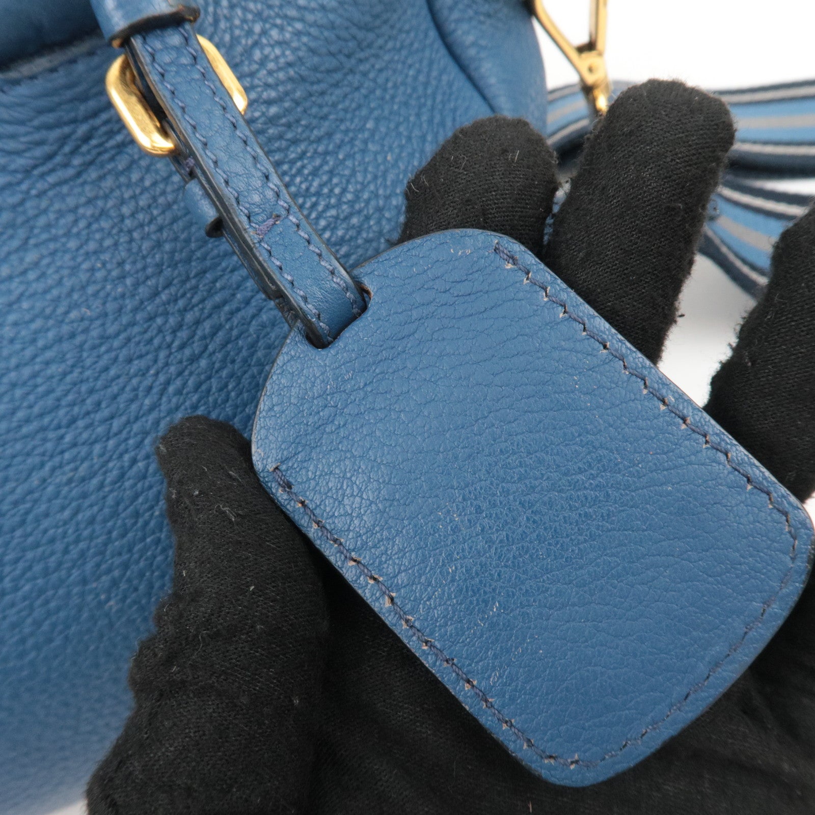 PRADA 2Way Leather Handbag Blue