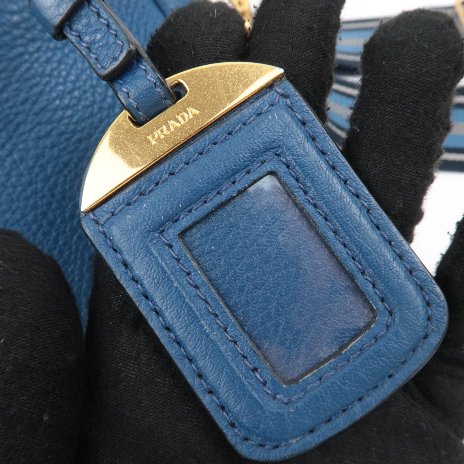 PRADA 2Way Leather Handbag Blue