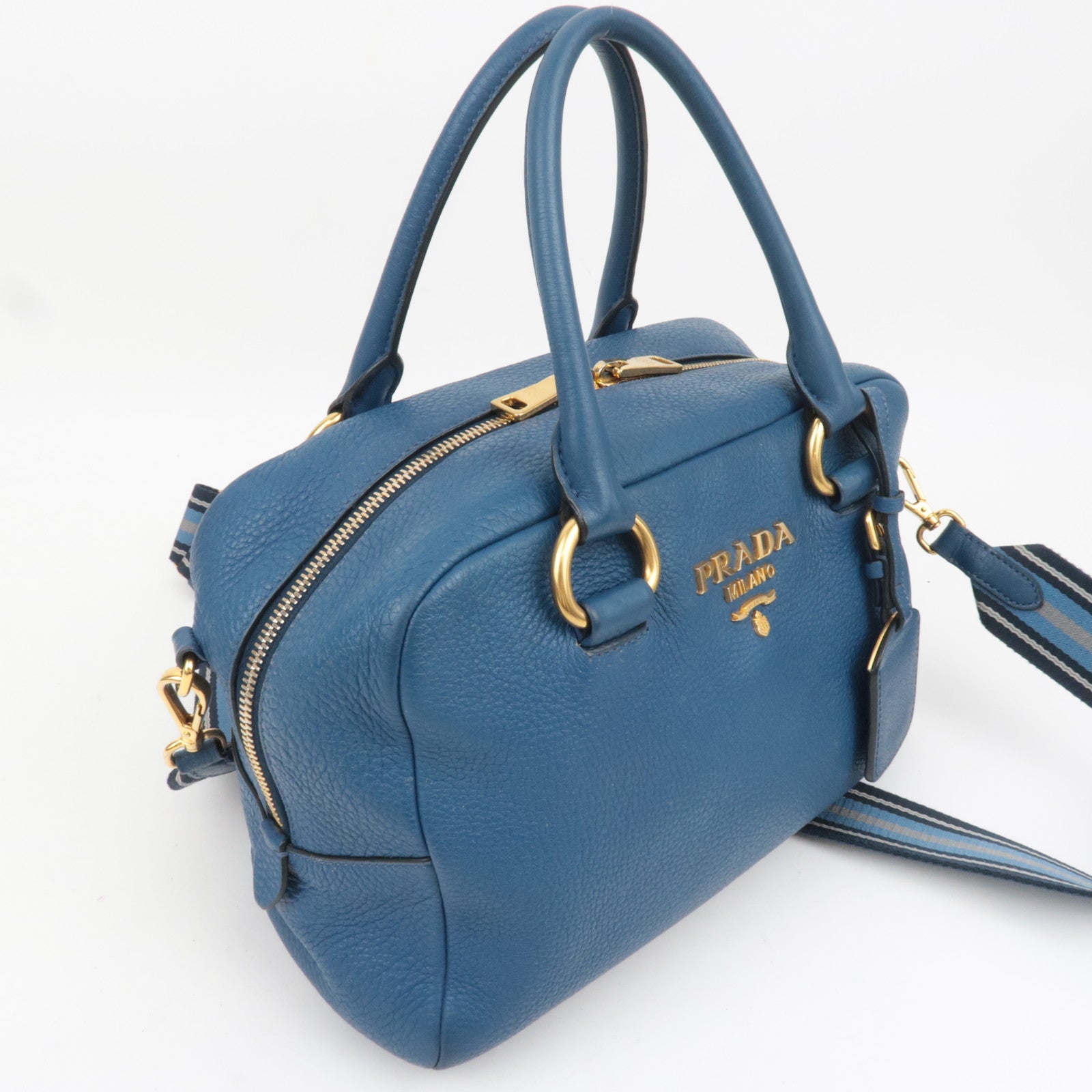 PRADA 2Way Leather Handbag Blue