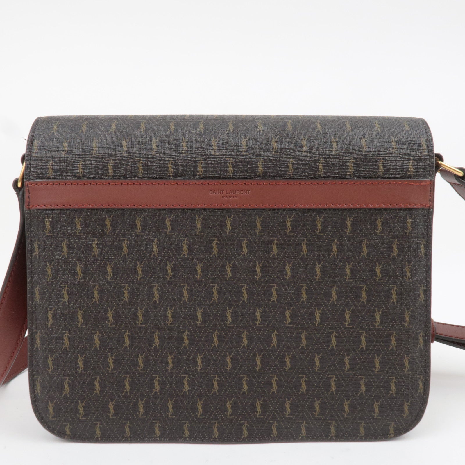 SAINT LAURENT YSL Monogram PVC Leather Shoulder Bag Brown 688253