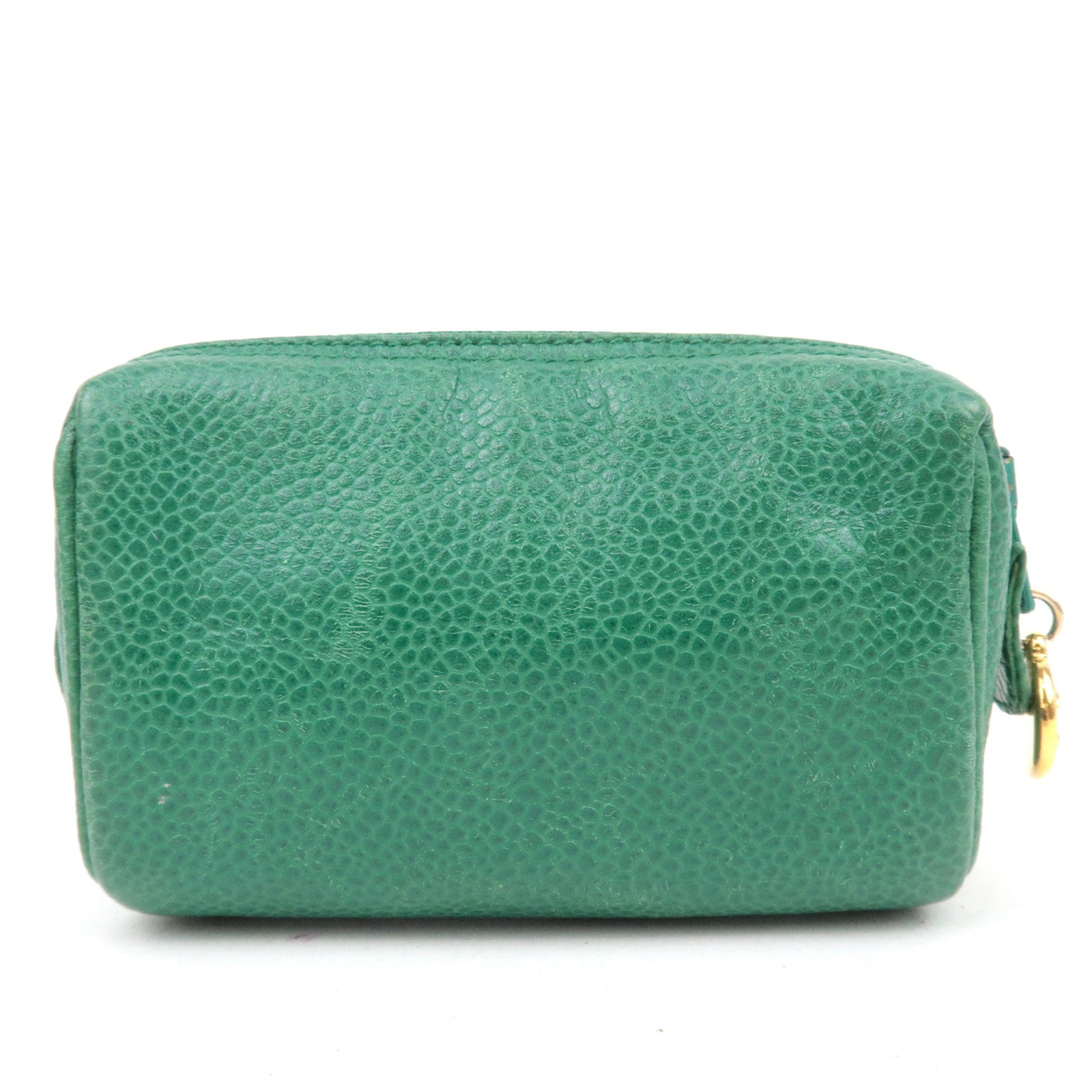 CHANEL Coco Mark Caviarskin Mini Pouch Green