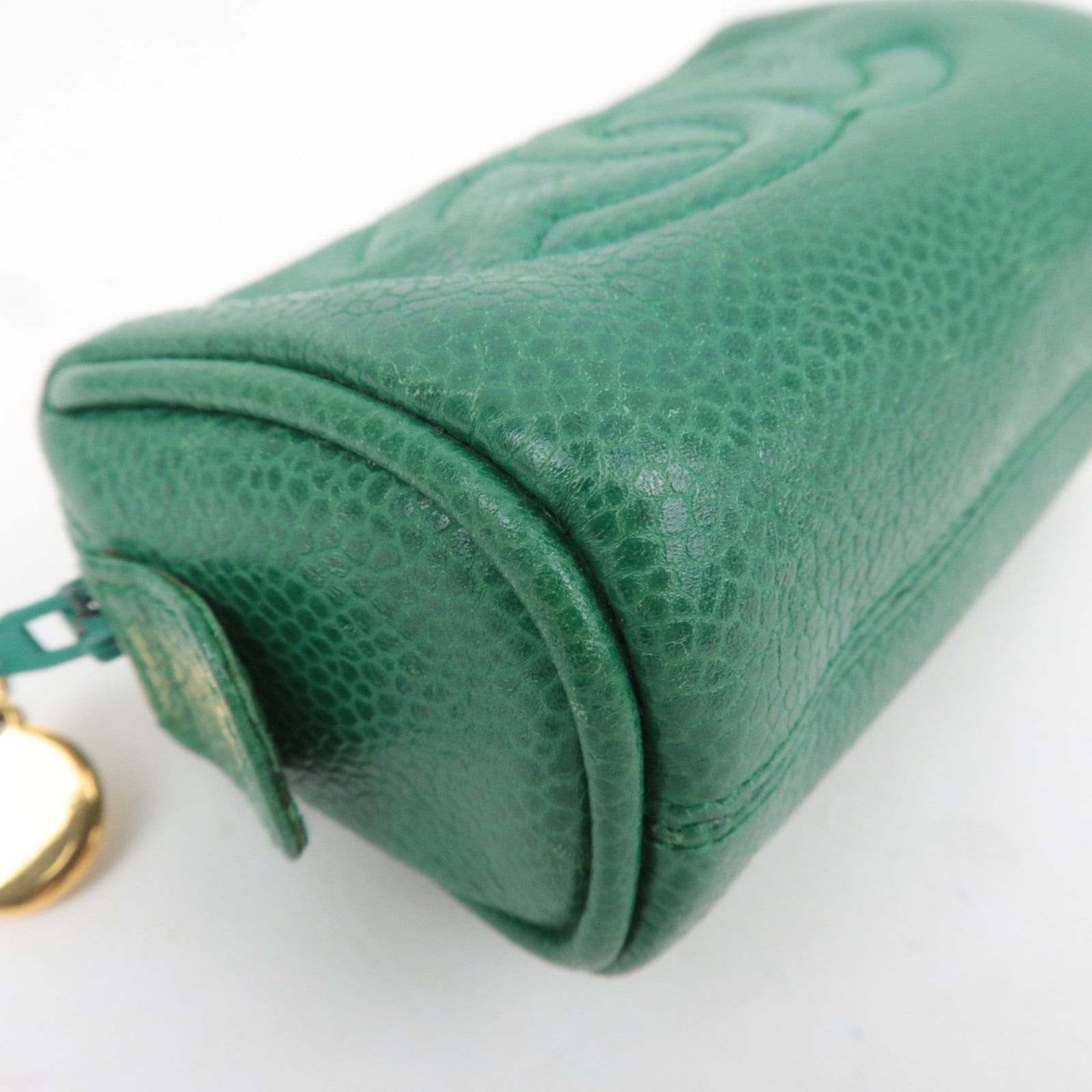 CHANEL Coco Mark Caviarskin Mini Pouch Green