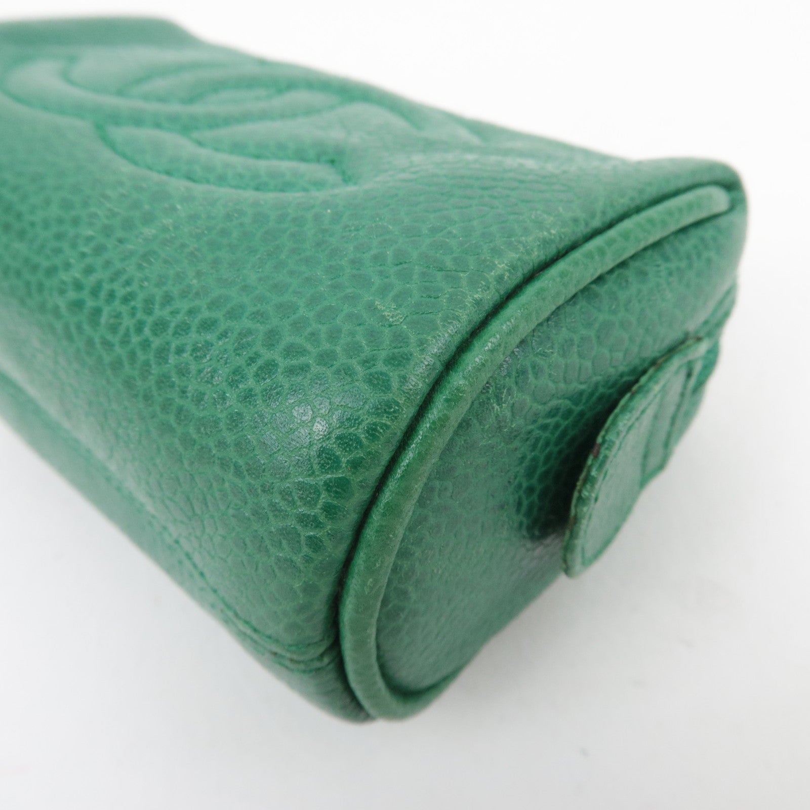 CHANEL Coco Mark Caviarskin Mini Pouch Green