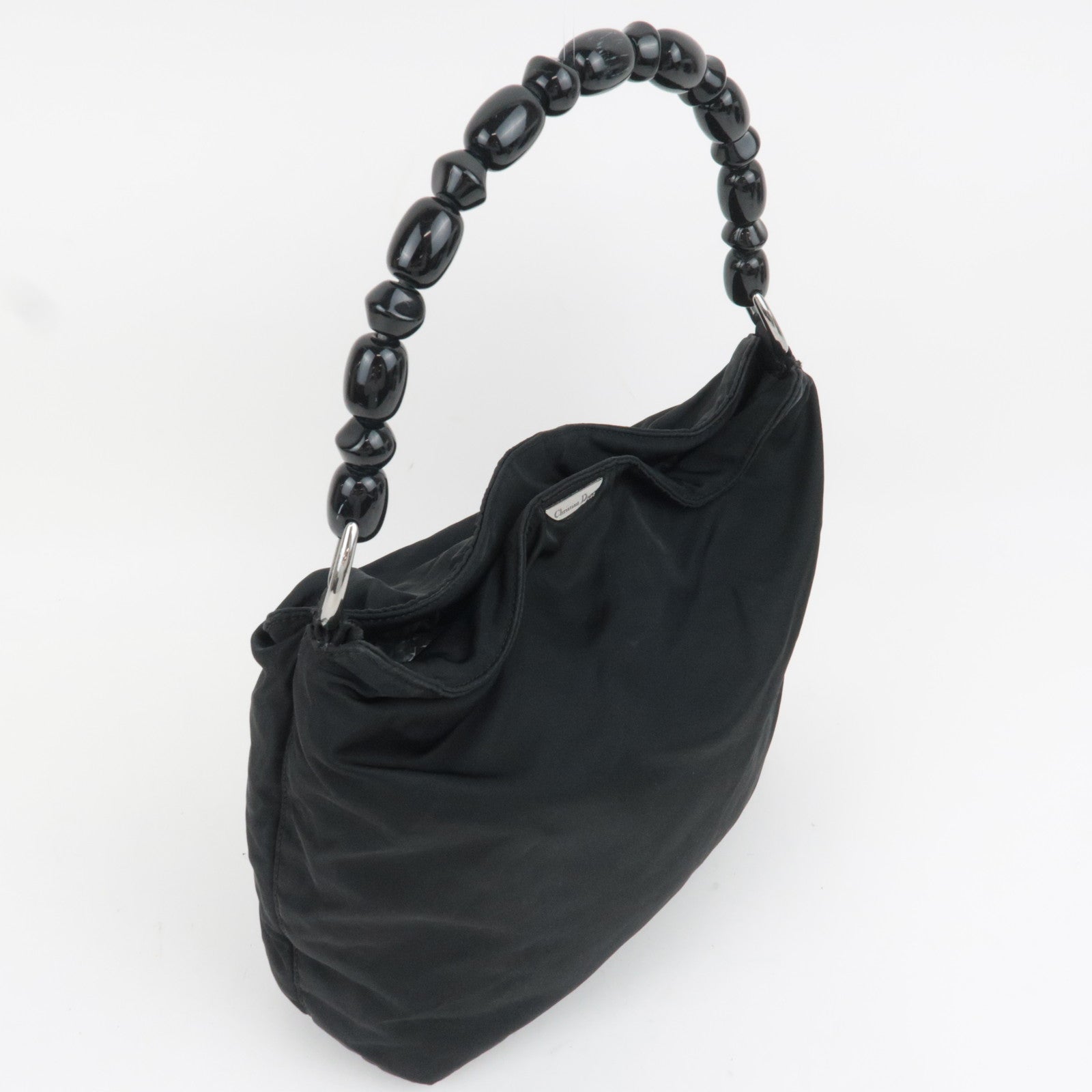 Christian Dior Maris Pearl Nylon Shoulder Bag Black