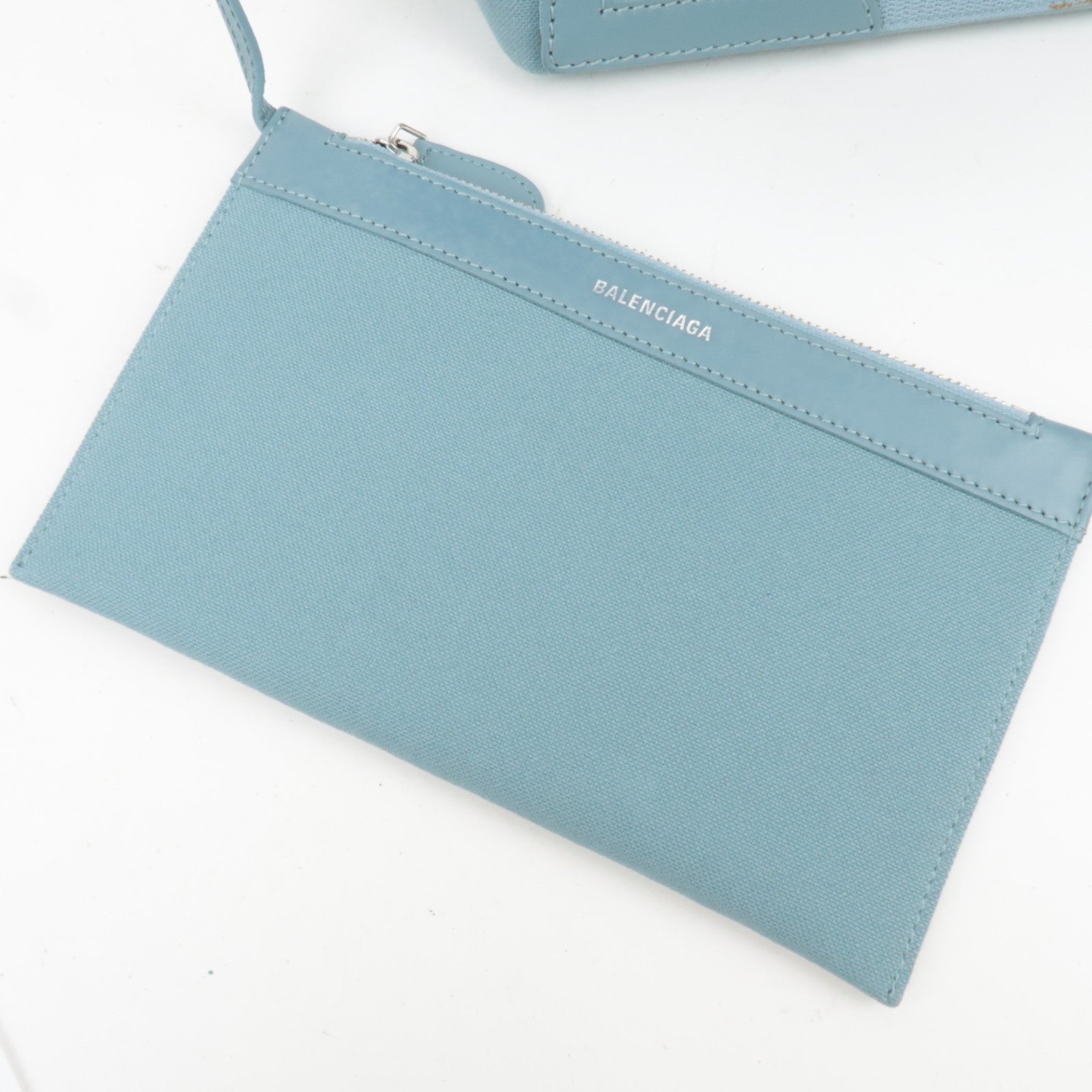 BALENCIAGA Navy Cabas S Canvas Tote Bag Light Blue 339933