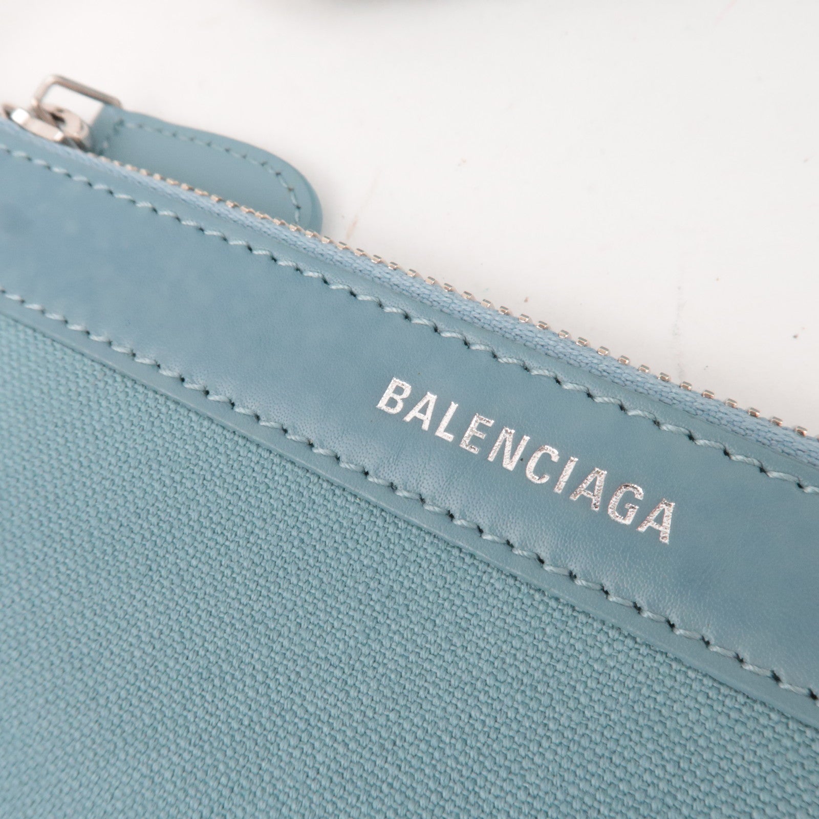 BALENCIAGA Navy Cabas S Canvas Tote Bag Light Blue 339933