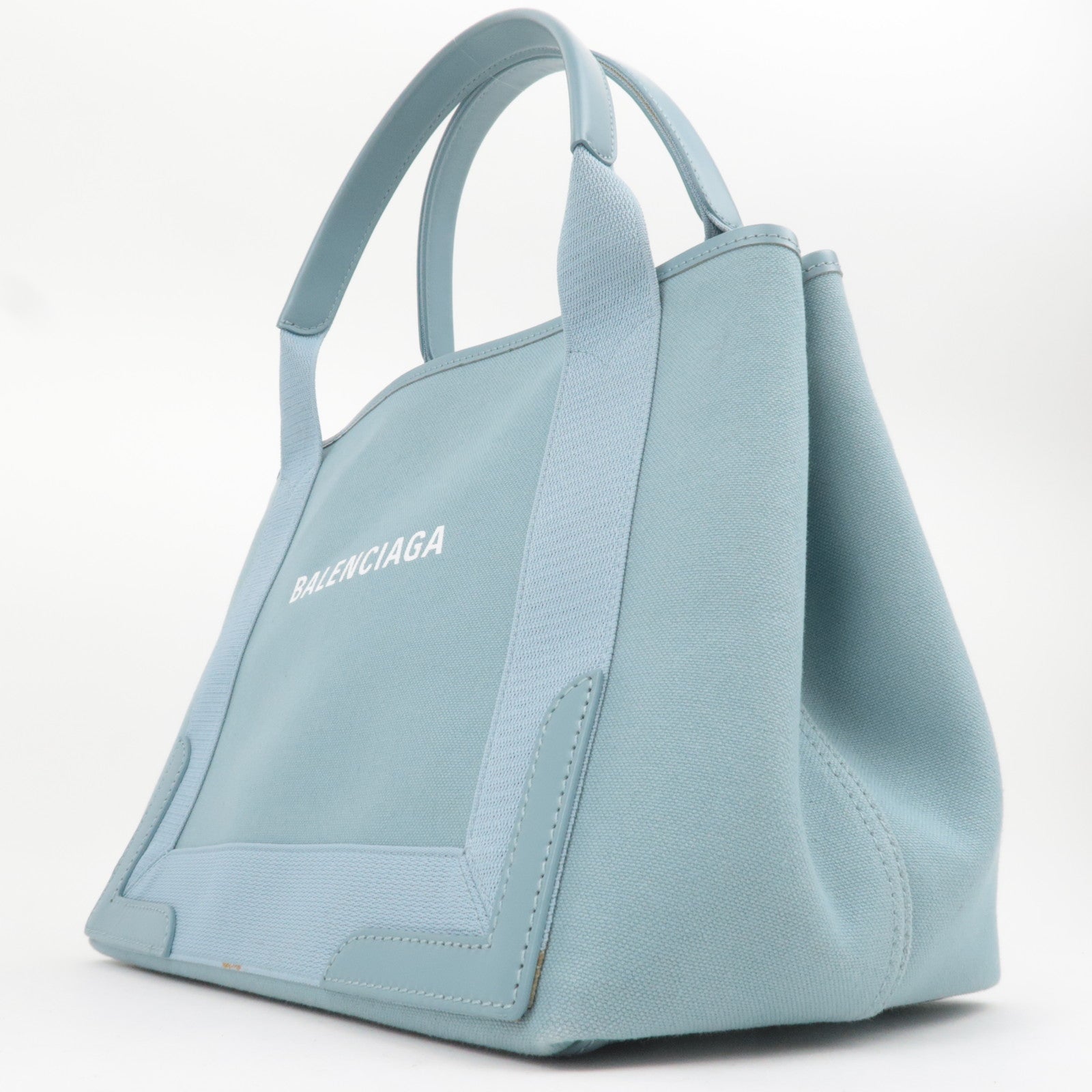 BALENCIAGA Navy Cabas S Canvas Tote Bag Light Blue 339933