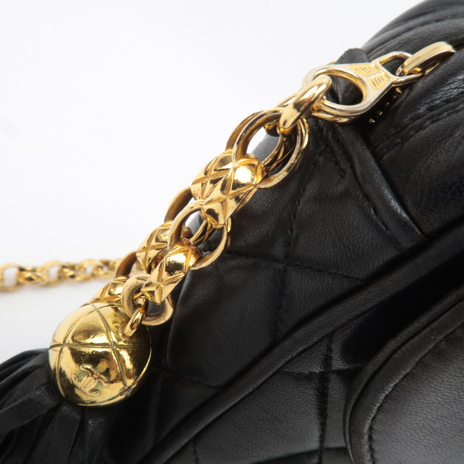 CHANEL Matelasse Diana Lambskin Flap Chain Shoulder Bag Black