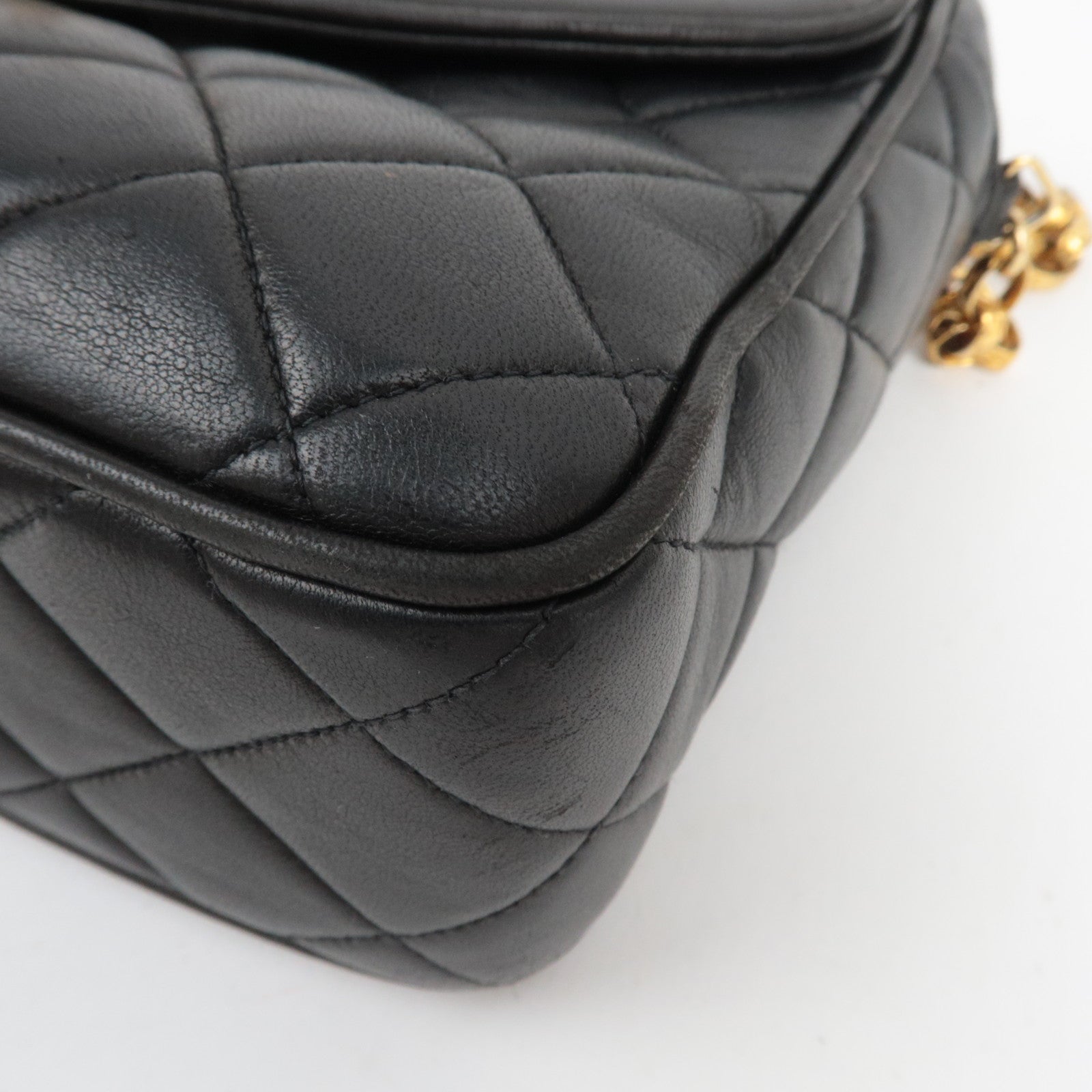 CHANEL Matelasse Diana Lambskin Flap Chain Shoulder Bag Black