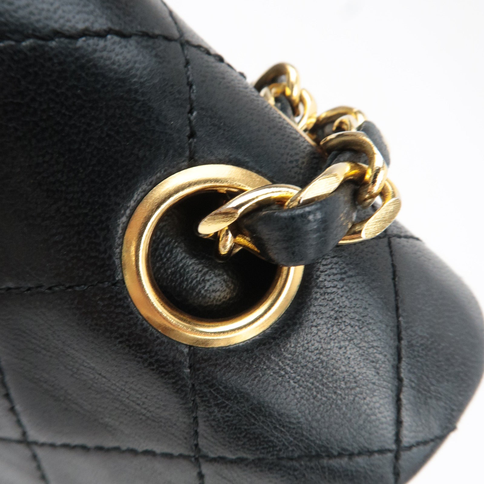 CHANEL Matelasse 25 Double Flap Lambskin Chain Shoulder Bag Black