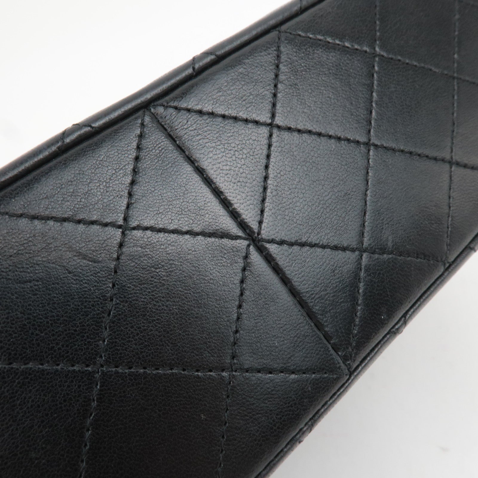 CHANEL Matelasse 25 Double Flap Lambskin Chain Shoulder Bag Black