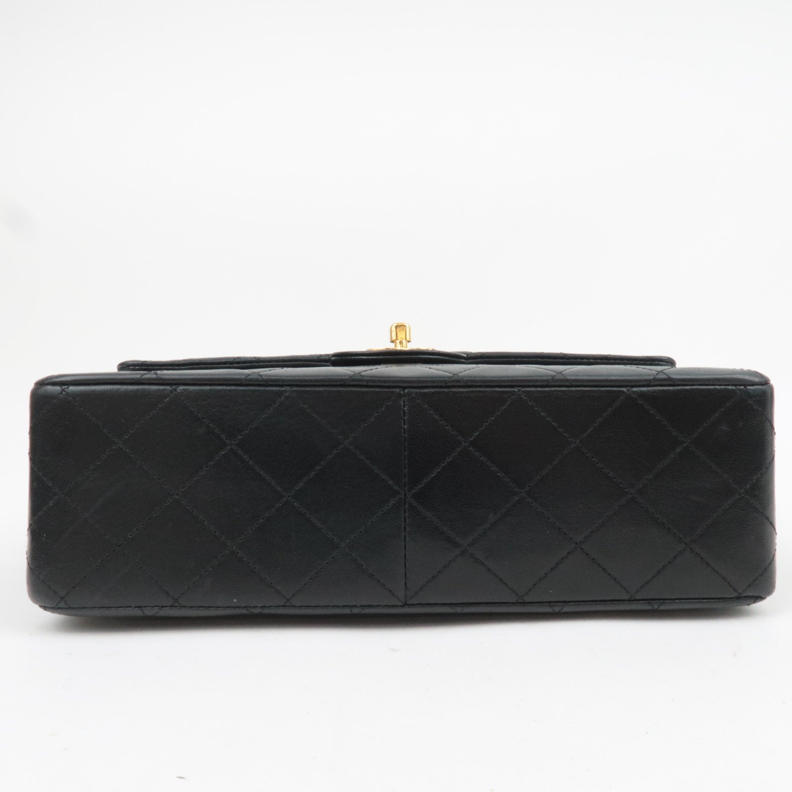 CHANEL Matelasse 25 Double Flap Lambskin Chain Shoulder Bag Black