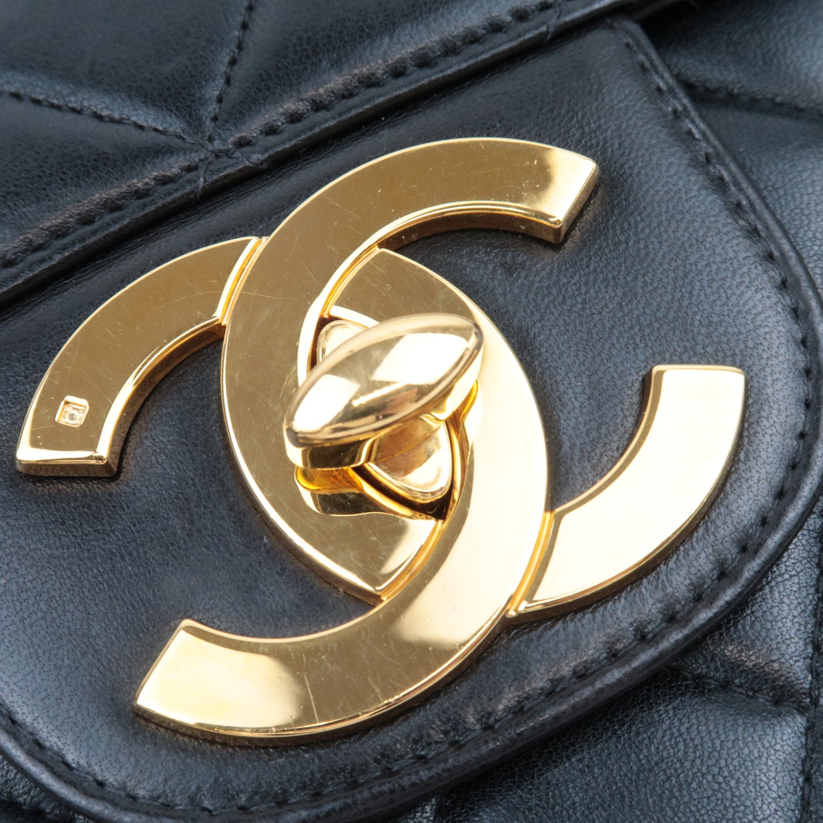 CHANEL Jumbo Matelasse 30 Lambskin Chain Shoulder Bag Black Gold HDW