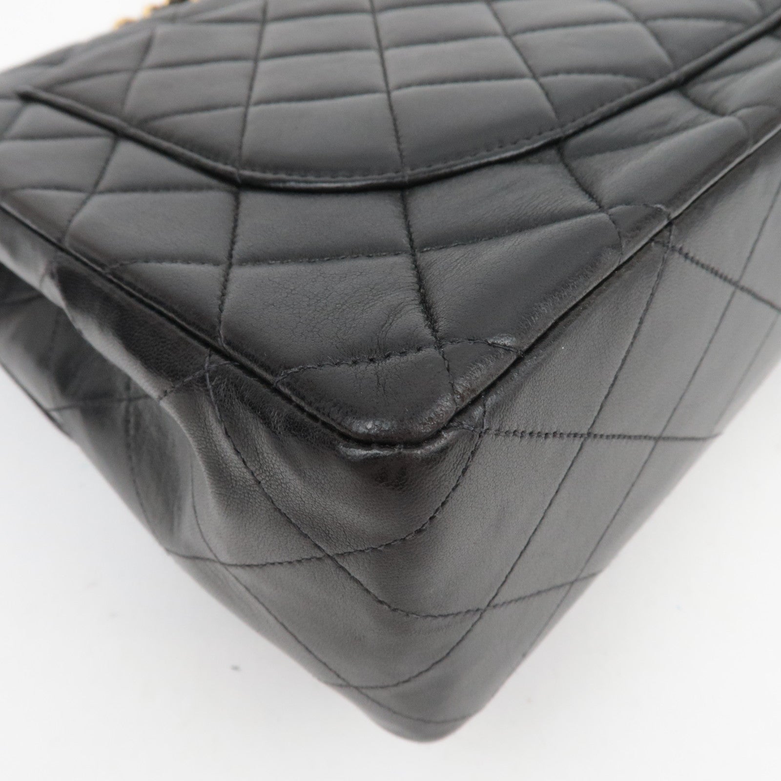 CHANEL Jumbo Matelasse 30 Lambskin Chain Shoulder Bag Black Gold HDW