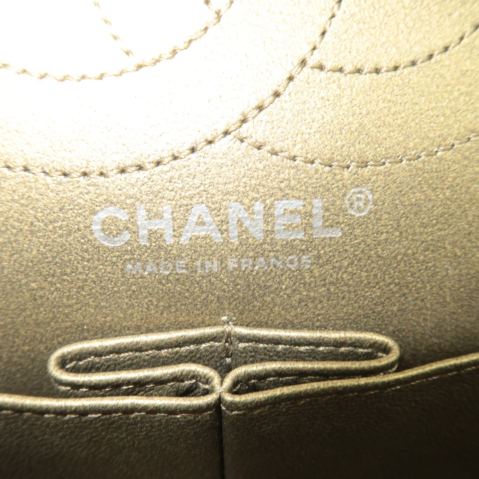 CHANEL 2.55 Matelasse Double Flap Caviarskin Chain Shoulder Bag Khaki