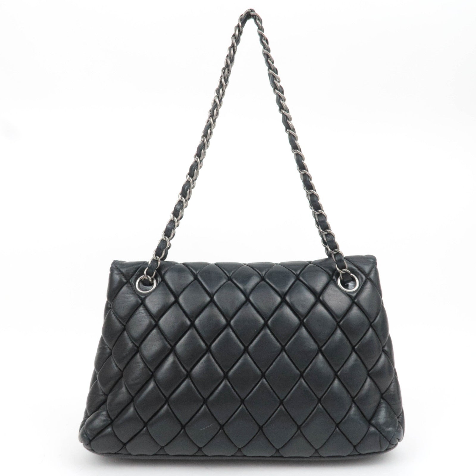 CHANEL Bubble Matelasse Chain Lambskin Shoulder Bag Black