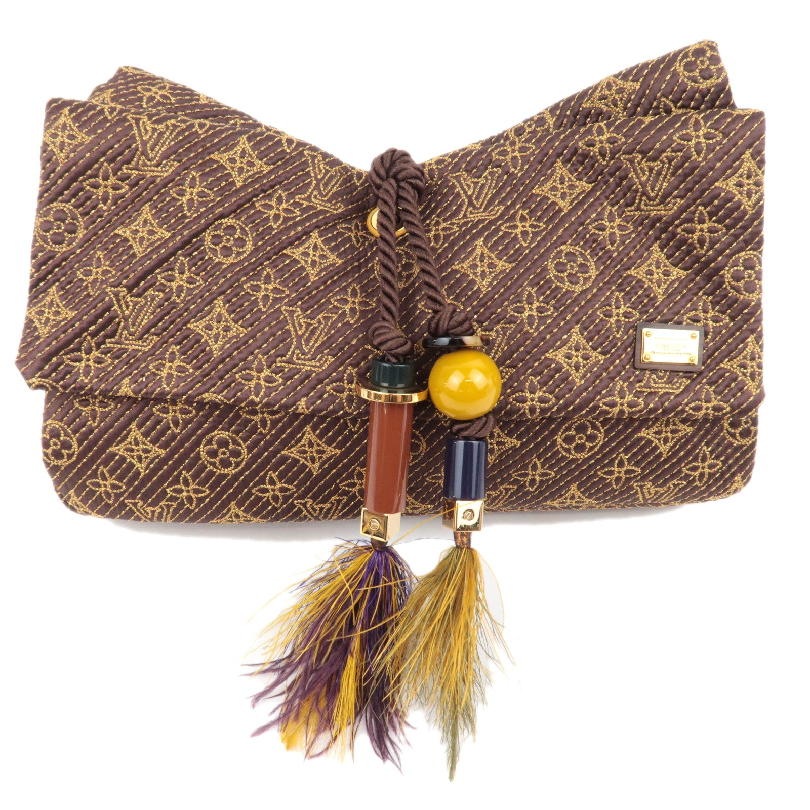 Louis Vuitton Jacquard Monogram African Queen Satin Clutch Bag Brown M9700488467