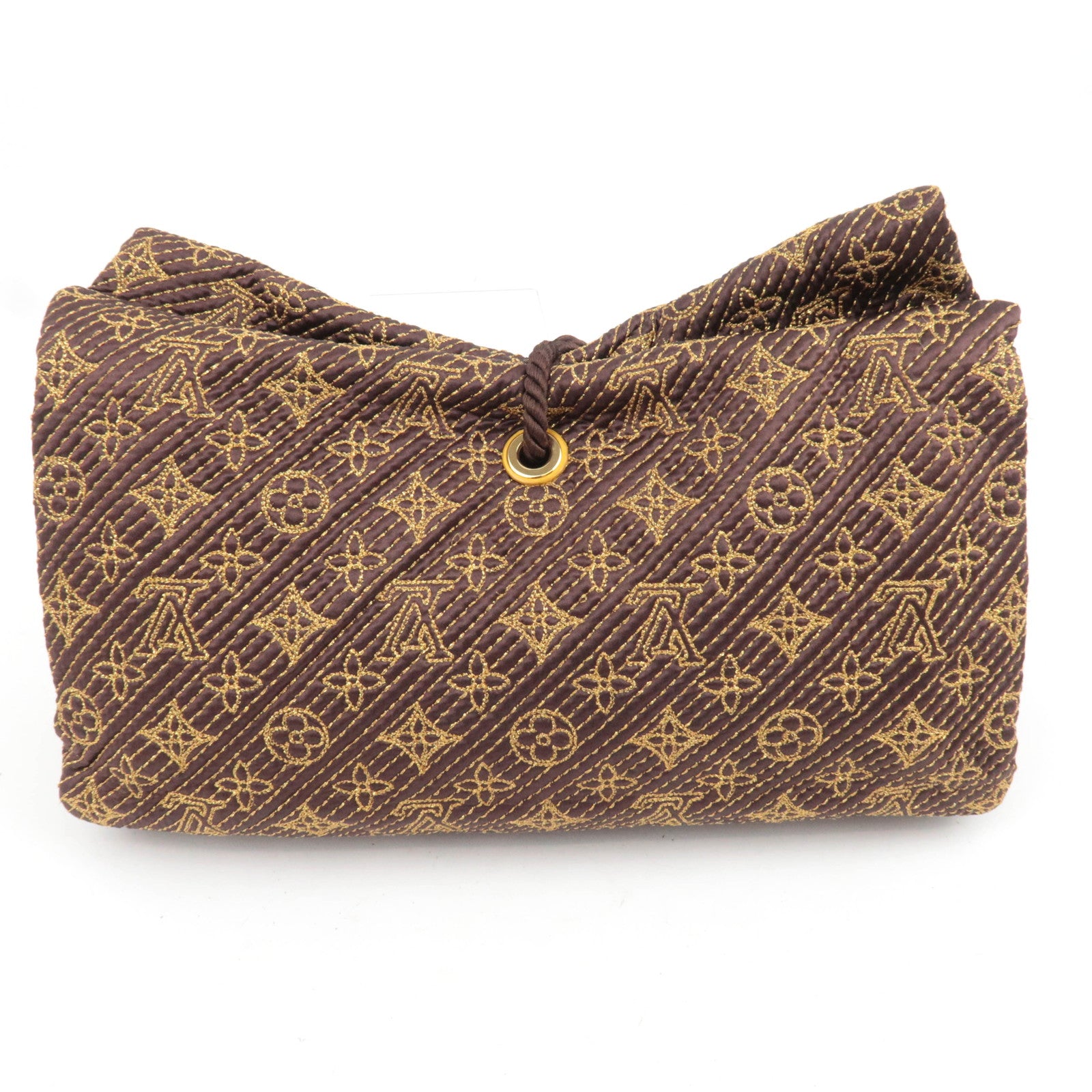 Louis Vuitton Jacquard Monogram African Queen Satin Clutch Bag Brown M97004