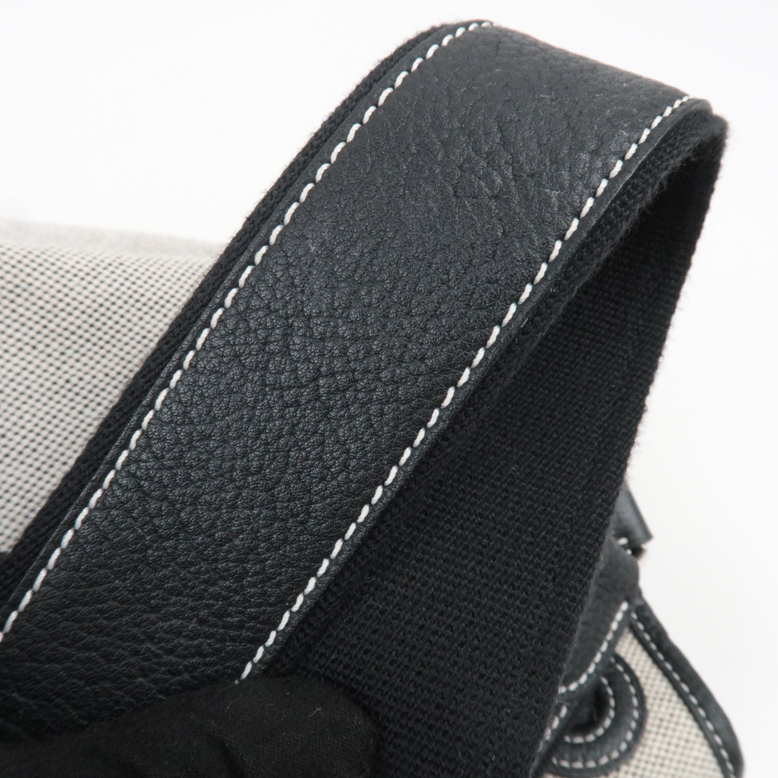 HERMES Sac Marine Resif MM Toile H Negonda Shoulder Bag Beige Black