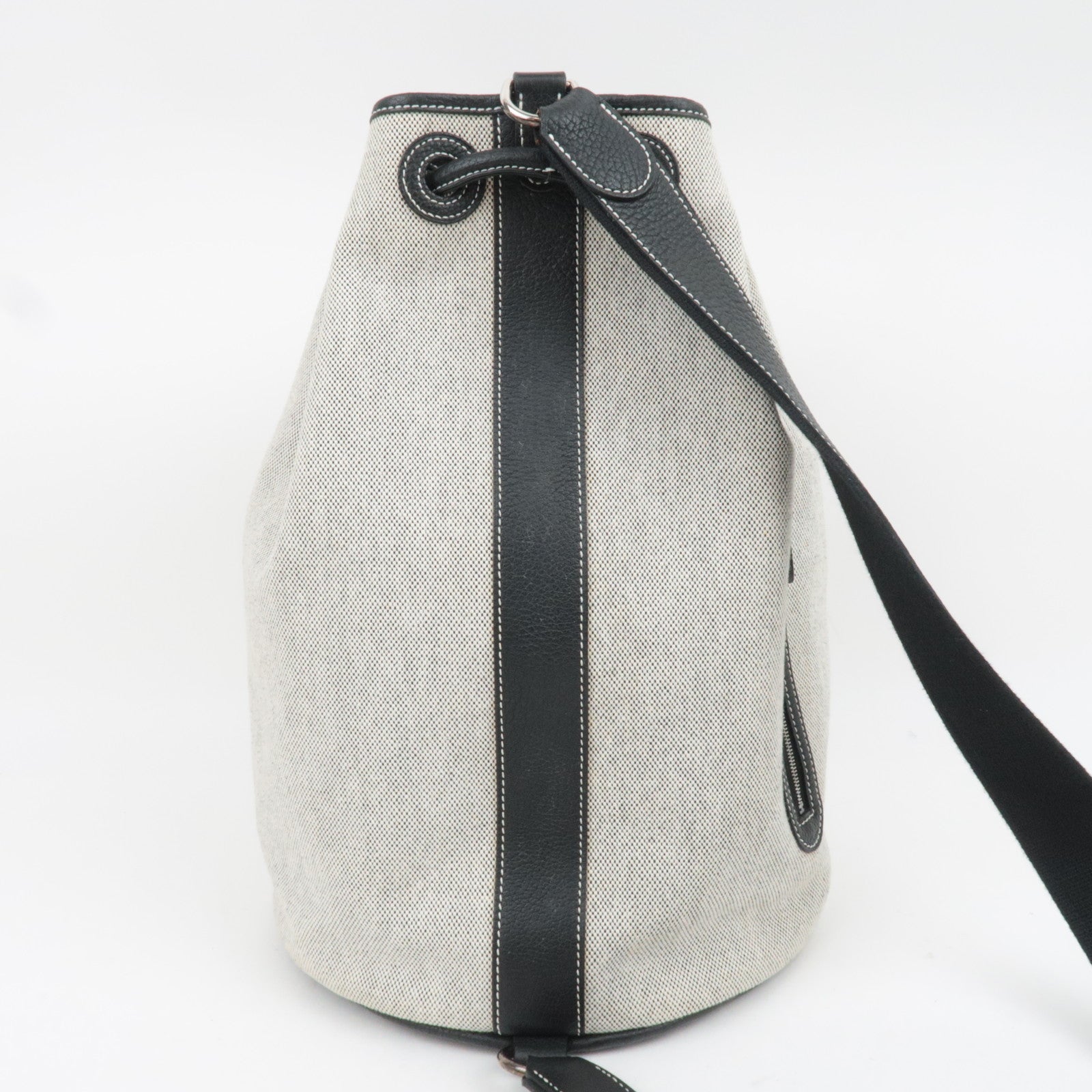 HERMES Sac Marine Resif MM Toile H Negonda Shoulder Bag Beige Black