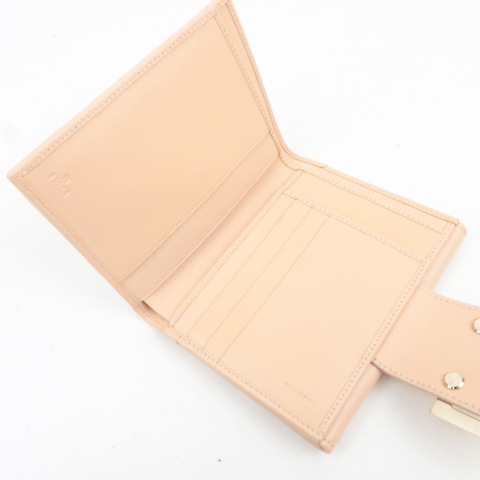 FENDI Zucchino Canvas Leather Wallet Brown Beige 8M0035