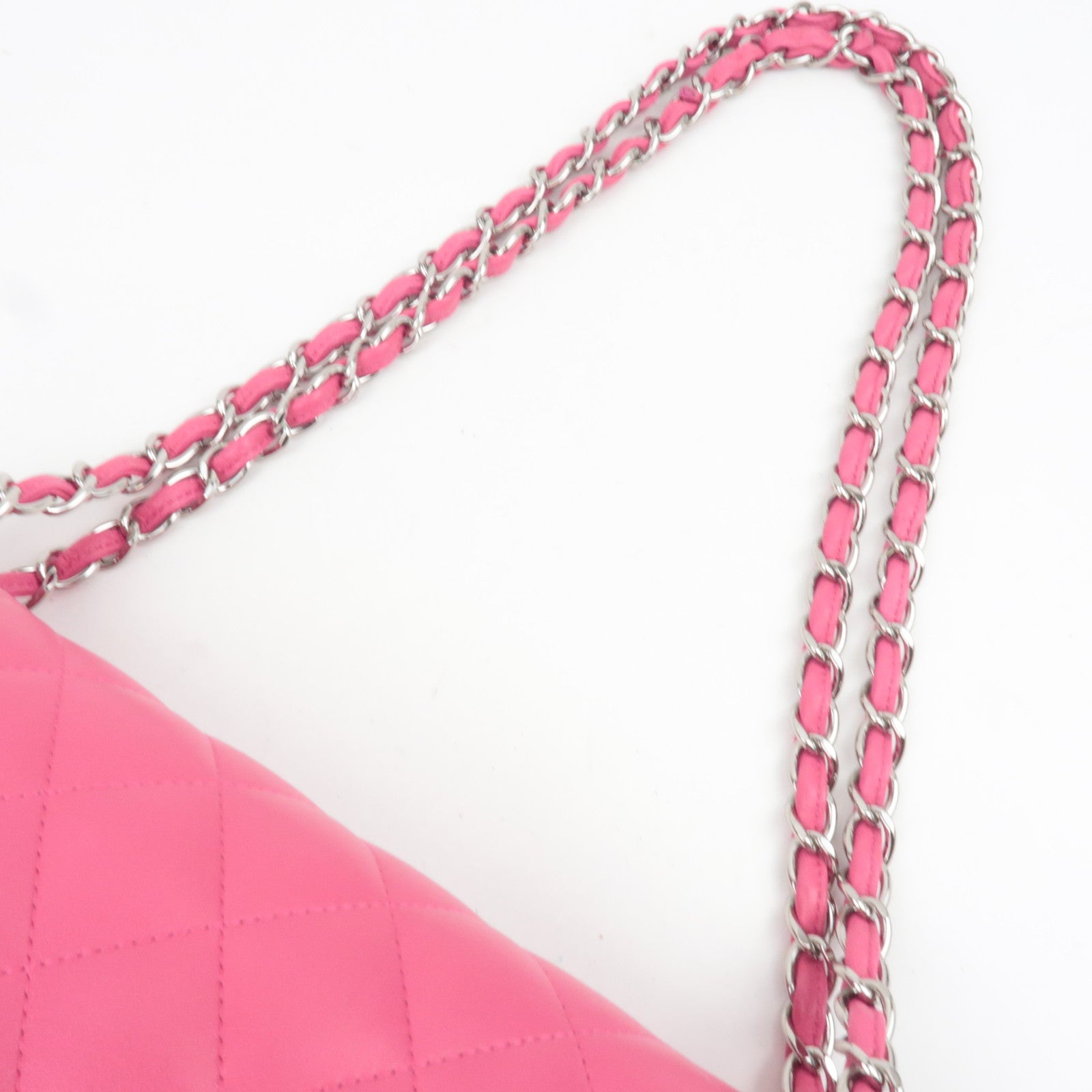 CHANEL Jumbo Matelasse 30 Double Flap Chain Shoulder Bag Lambskin Pink