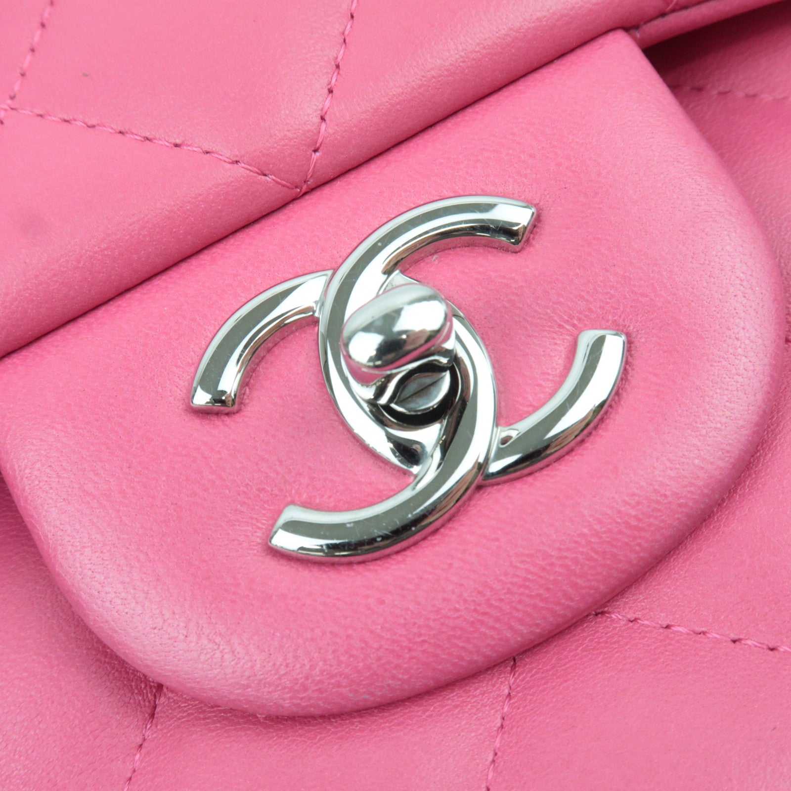CHANEL Jumbo Matelasse 30 Double Flap Chain Shoulder Bag Lambskin Pink