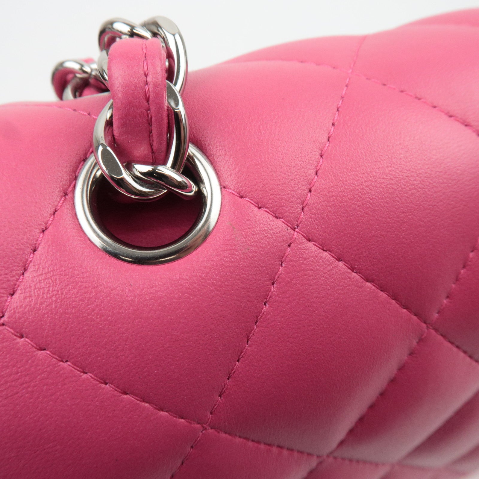 CHANEL Jumbo Matelasse 30 Double Flap Chain Shoulder Bag Lambskin Pink
