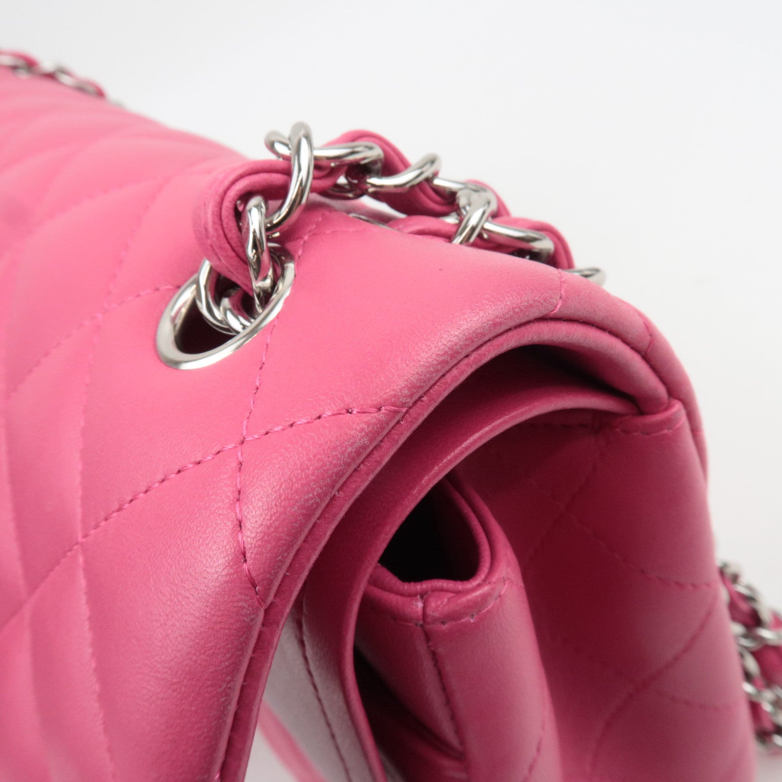 CHANEL Jumbo Matelasse 30 Double Flap Chain Shoulder Bag Lambskin Pink