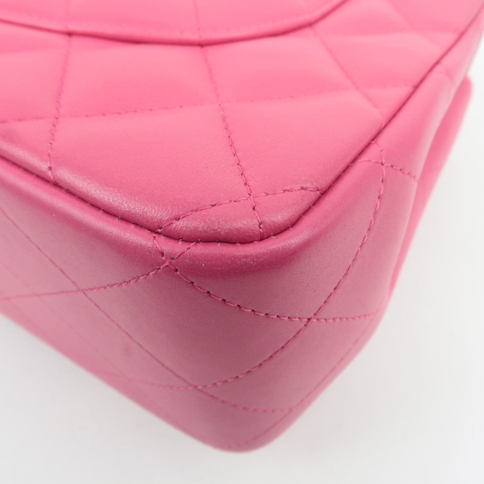 CHANEL Jumbo Matelasse 30 Double Flap Chain Shoulder Bag Lambskin Pink