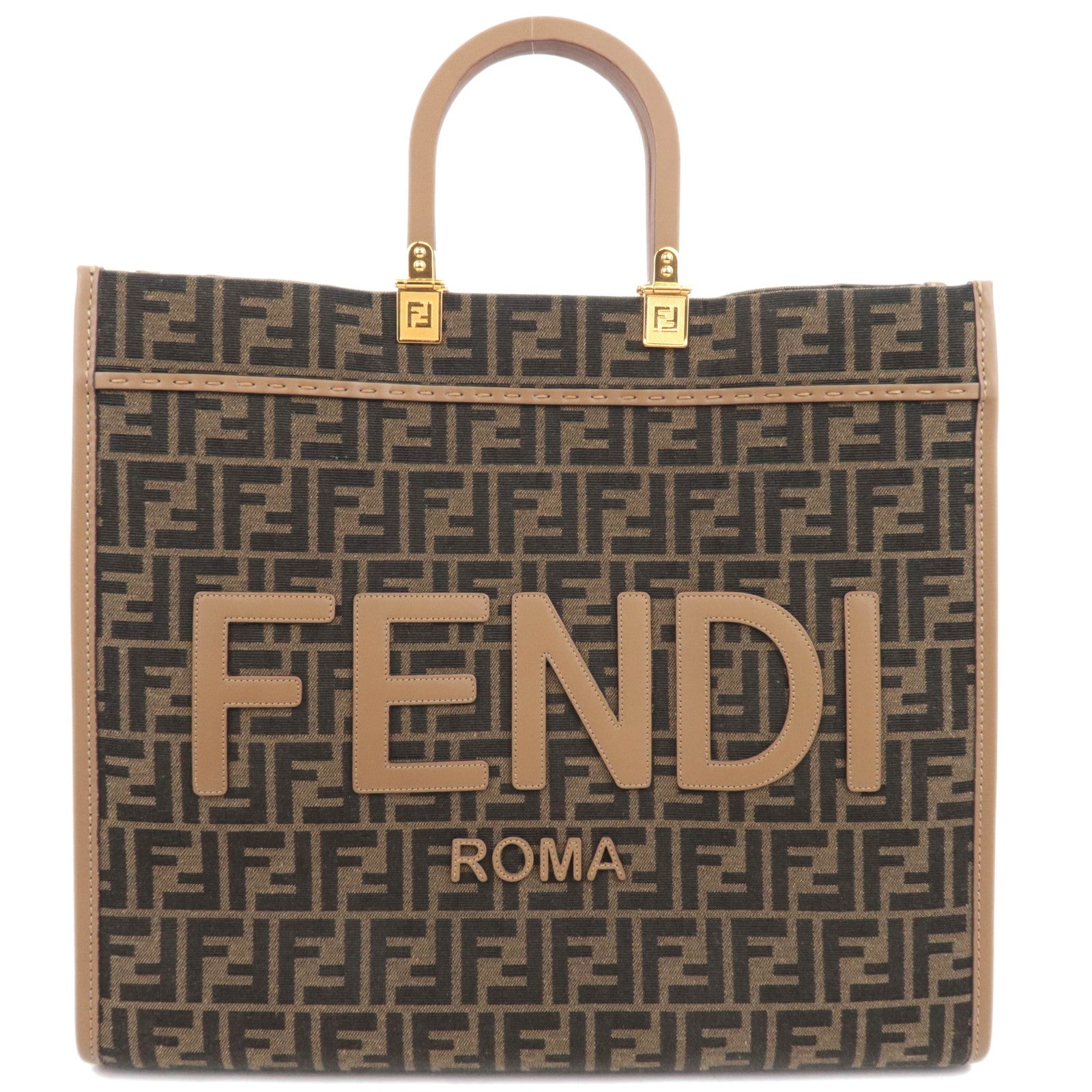 FENDI Zucca Sunshine Large Canvas Tote Bag Brown 8BH37288493