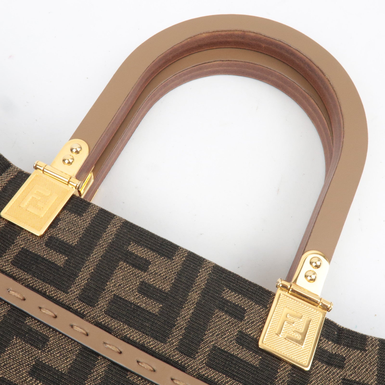 FENDI Zucca Sunshine Large Canvas Tote Bag Brown 8BH372