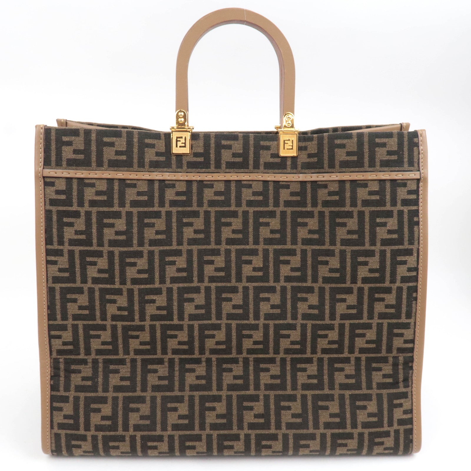 FENDI Zucca Sunshine Large Canvas Tote Bag Brown 8BH372