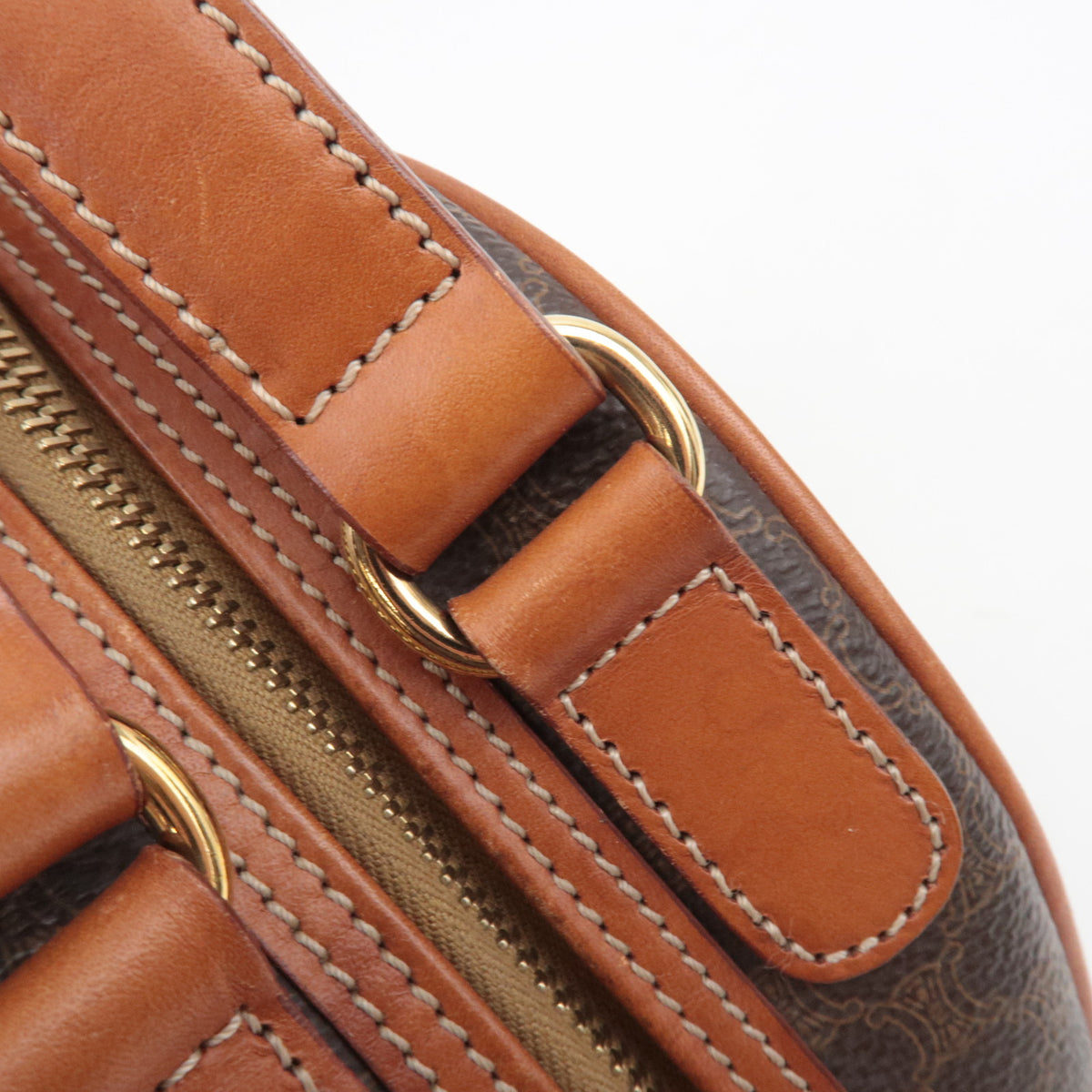 CELINE Macadam PVC Leather Handbag Brown