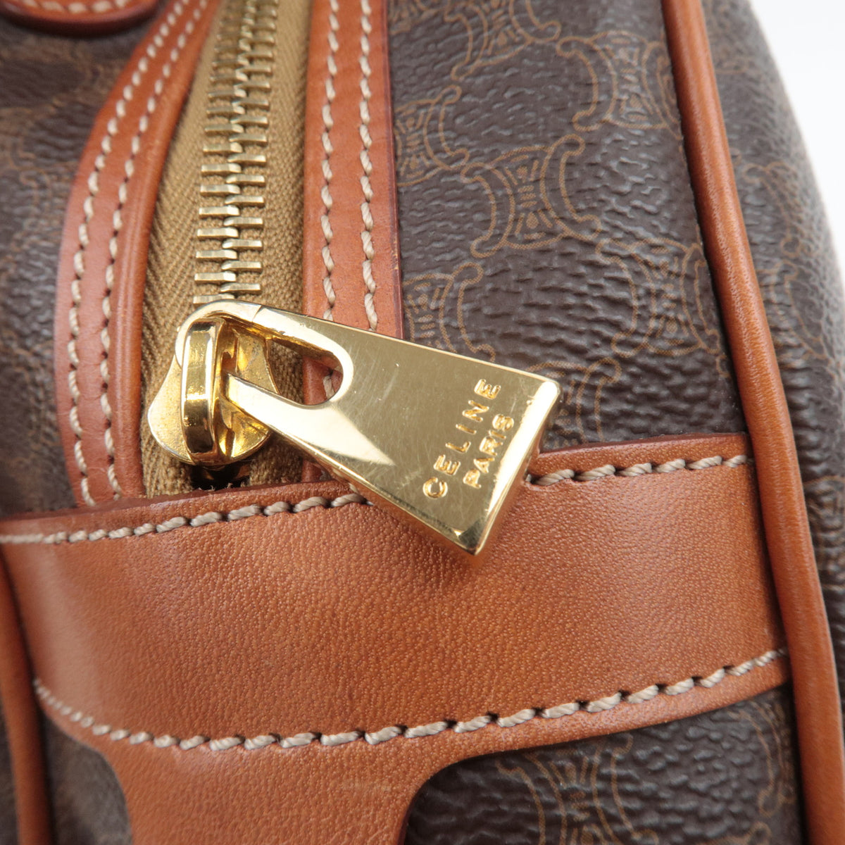 CELINE Macadam PVC Leather Handbag Brown